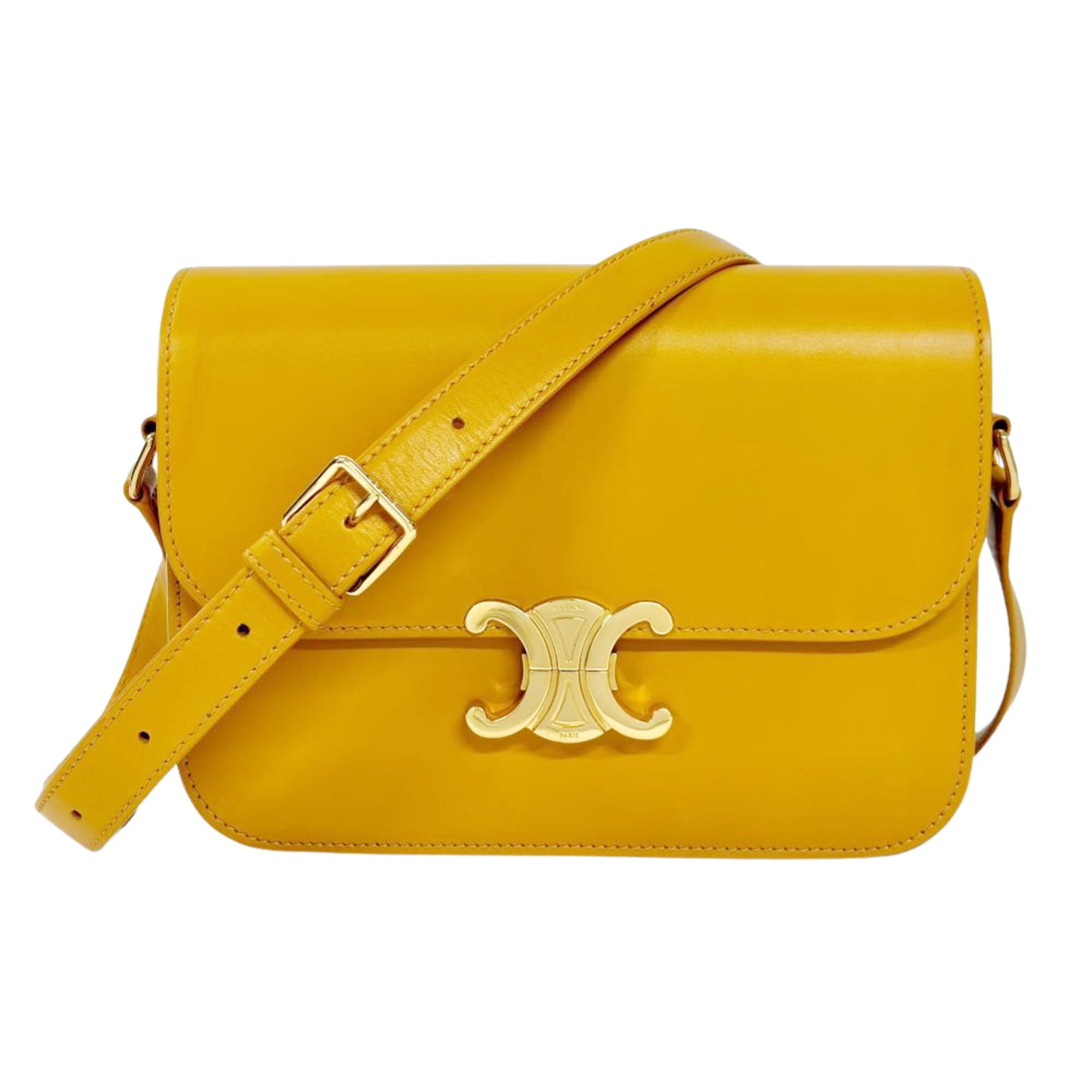 Celine Yellow Leather Shoulder Bag (Pre-Owned)