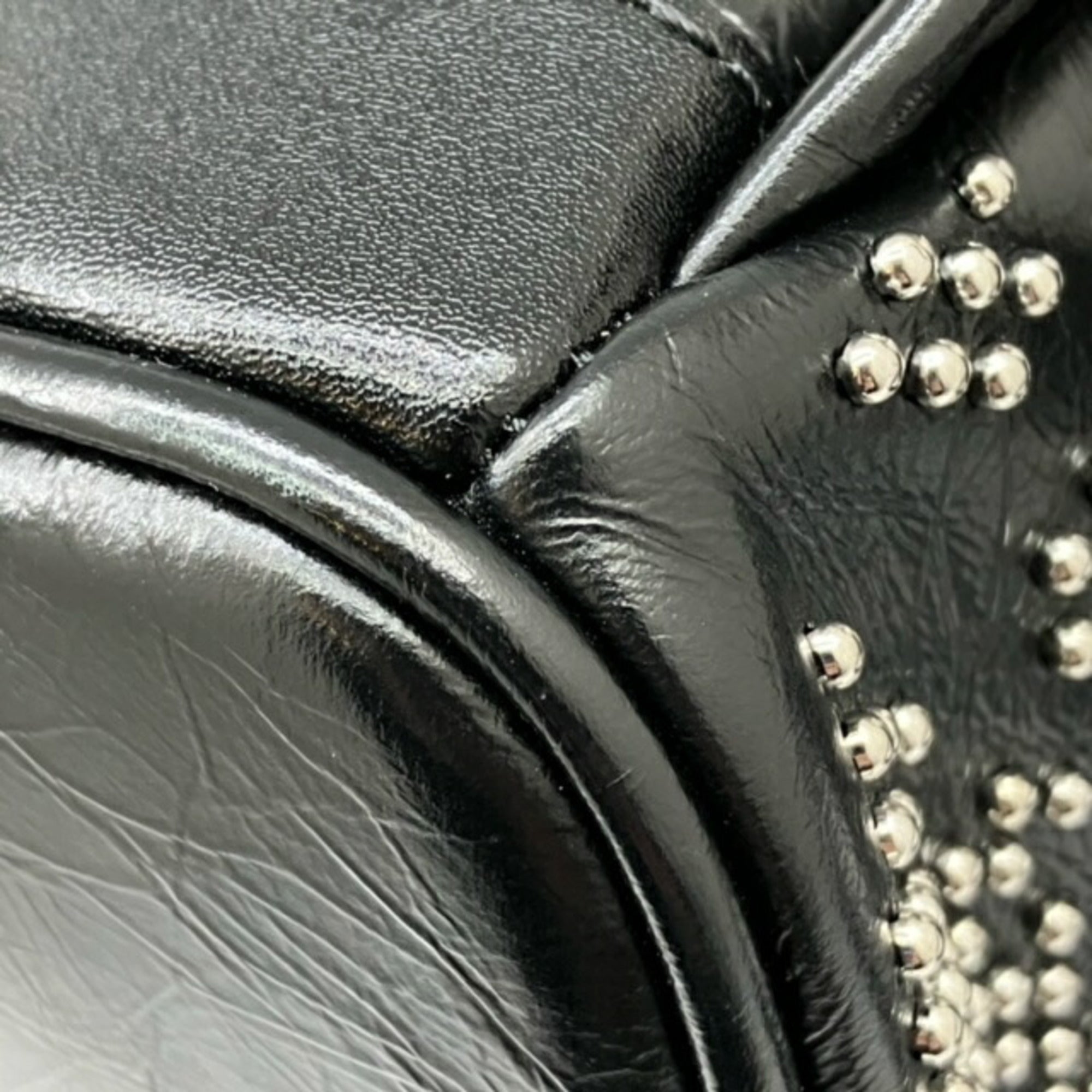 Mcm Black Silver Leather Backpack (Pre-Owned)