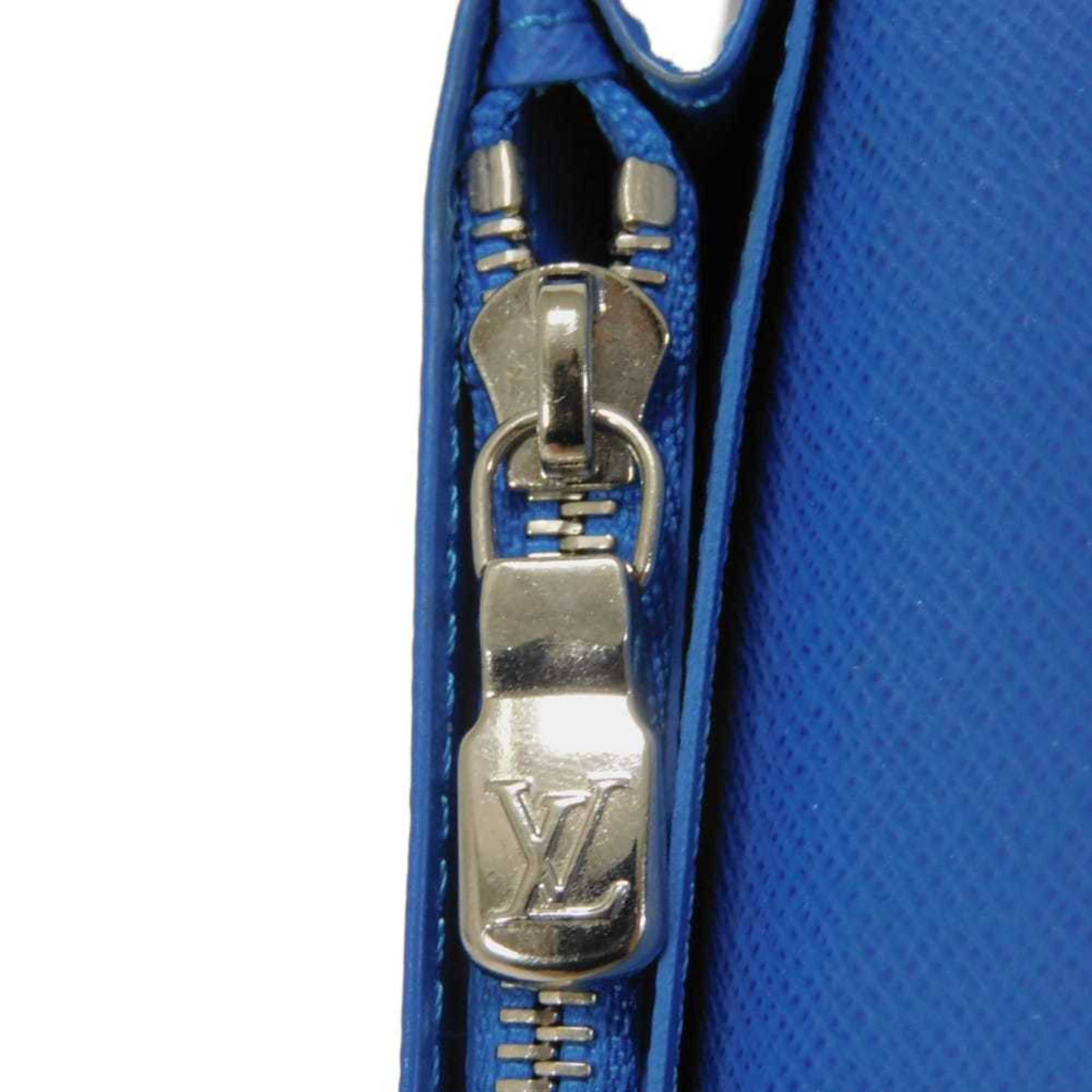 Louis Vuitton Black Blue Noir Taiga Leather Long Wallet (Bi-Fold) (Pre-Owned)