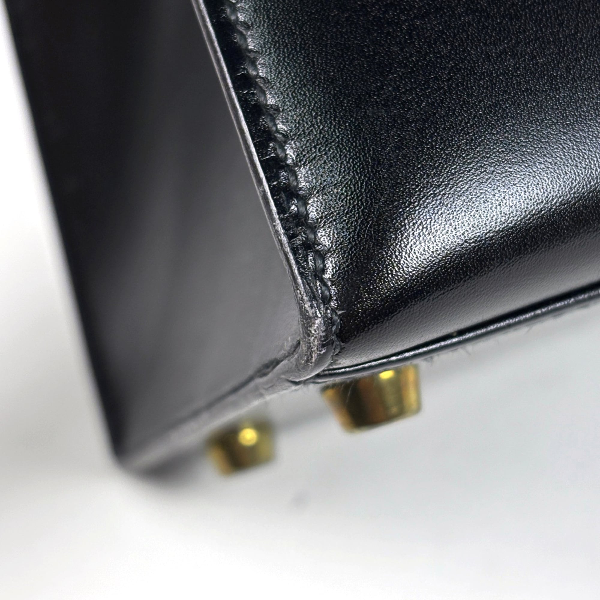Hermes Kelly Black Box Calf Leather Handbag (Pre-Owned)