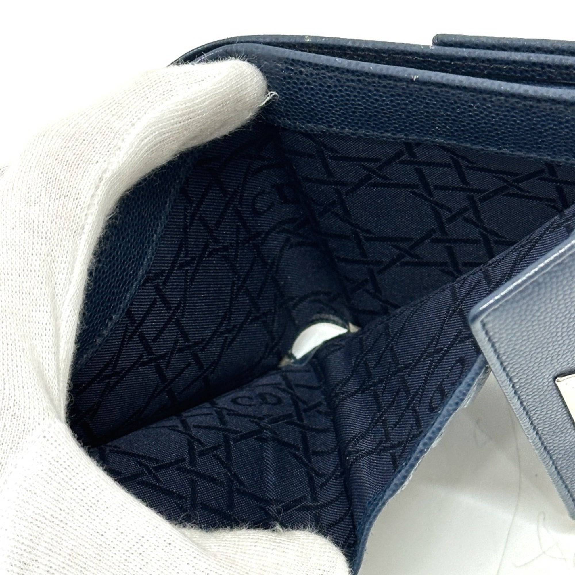 Christian Dior Navy Leather Wallet (Bi-Fold) (Pre-Owned)