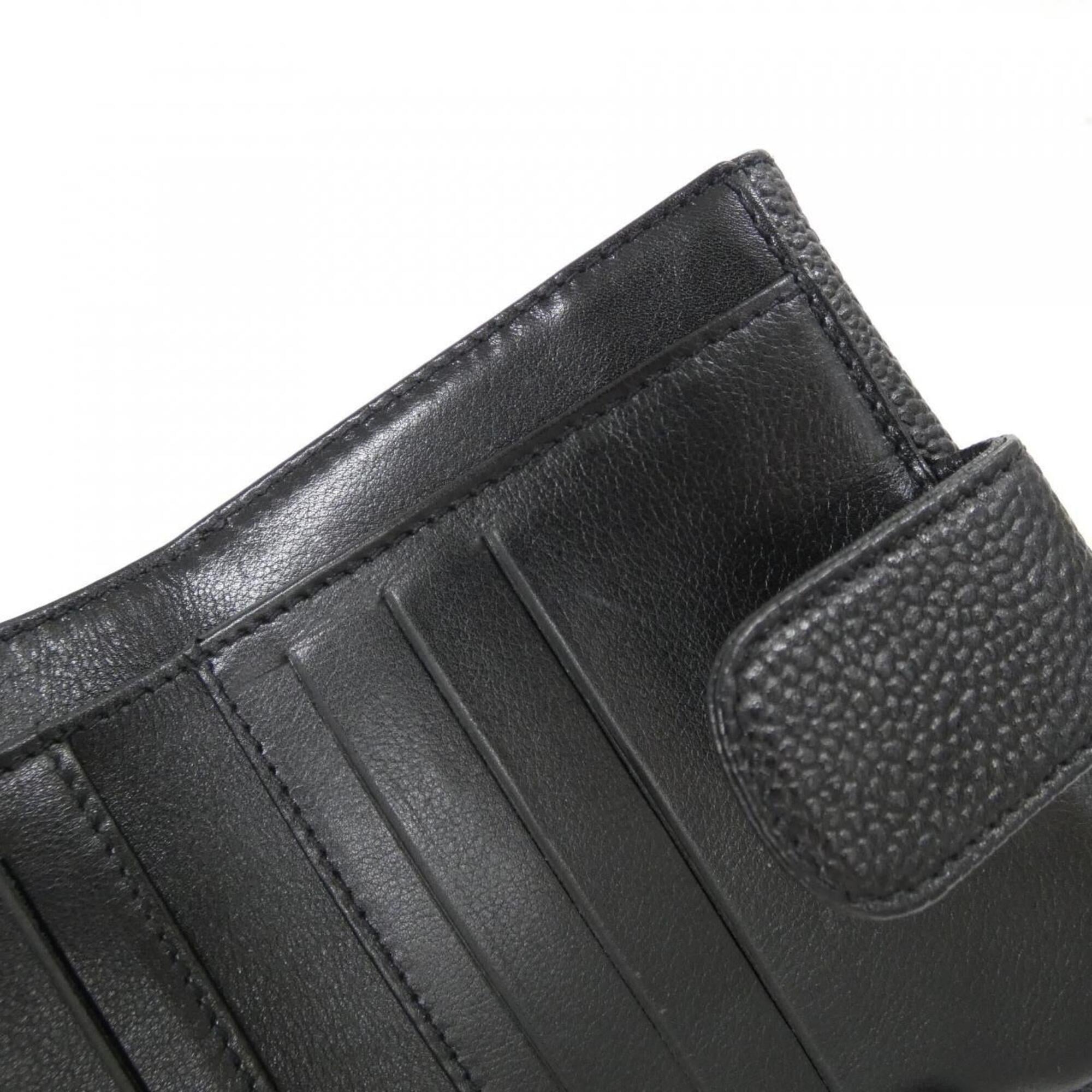 Chanel Black Grained Calfskin Wallet (Bi-Fold) (Pre-Owned)