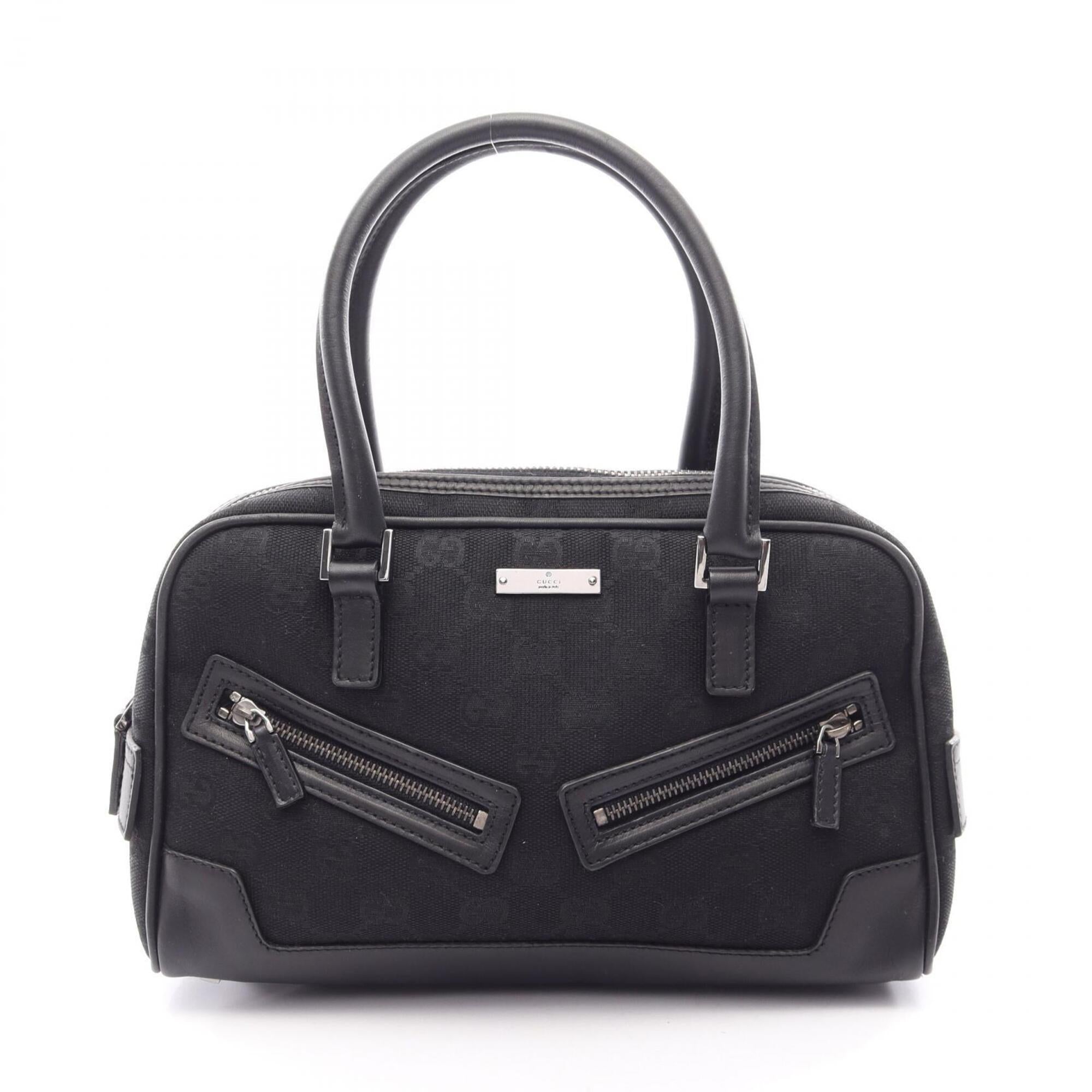 Gucci Gg Canvas Black Gg Canvas Leather Handbag (Pre-Owned)