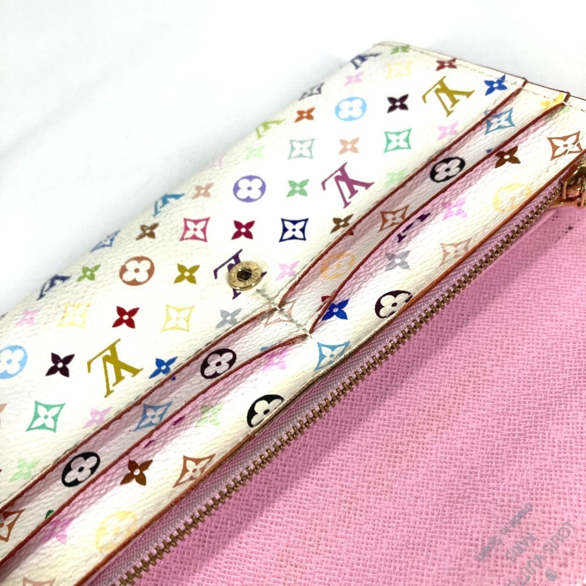 Louis Vuitton Multi-Color White Monogram Multicolore Canvas Long Wallet (Bi-Fold) (Pre-Owned)