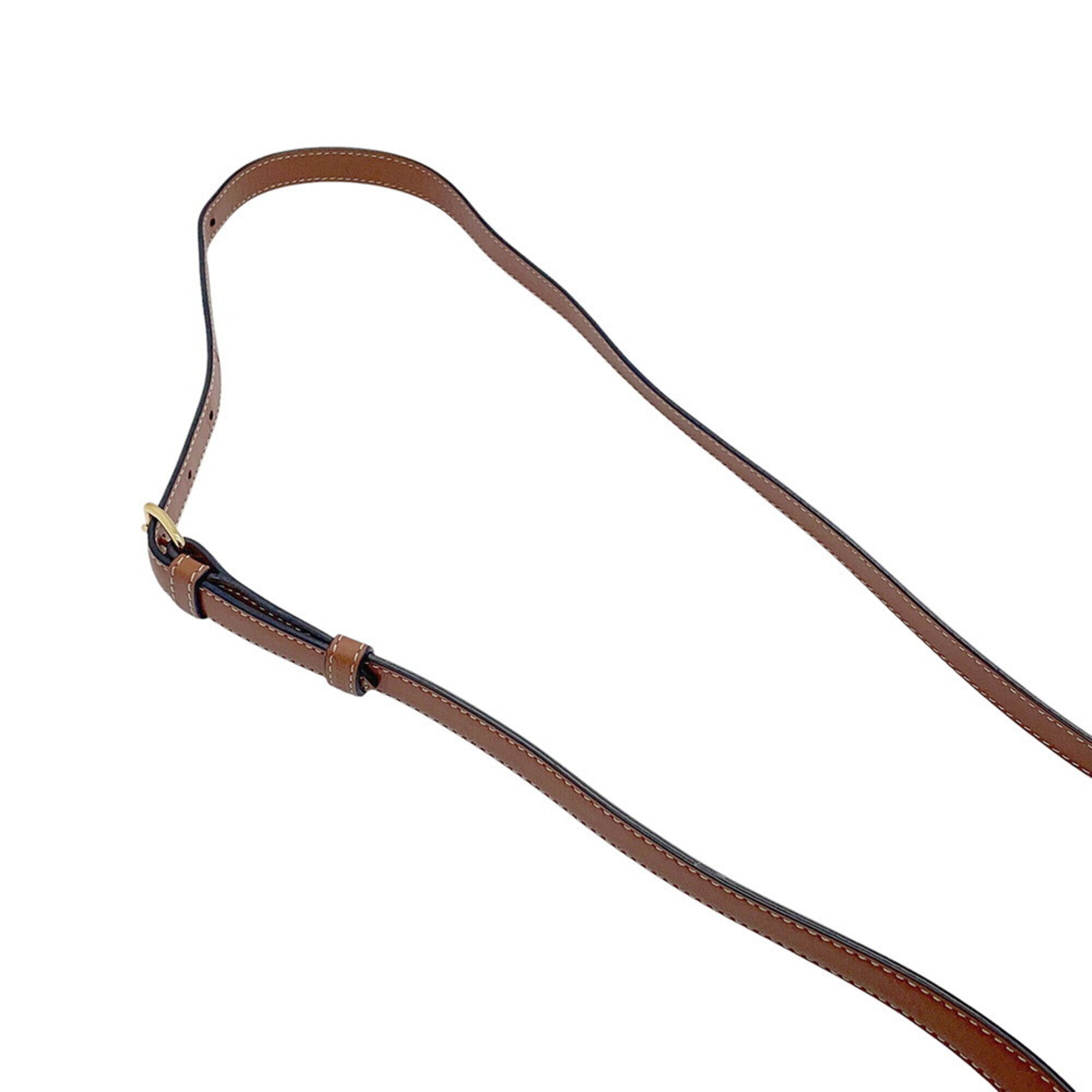 Celine Brown Canvas Leather Pouch Shoulder Bag (Pre-Owned)
