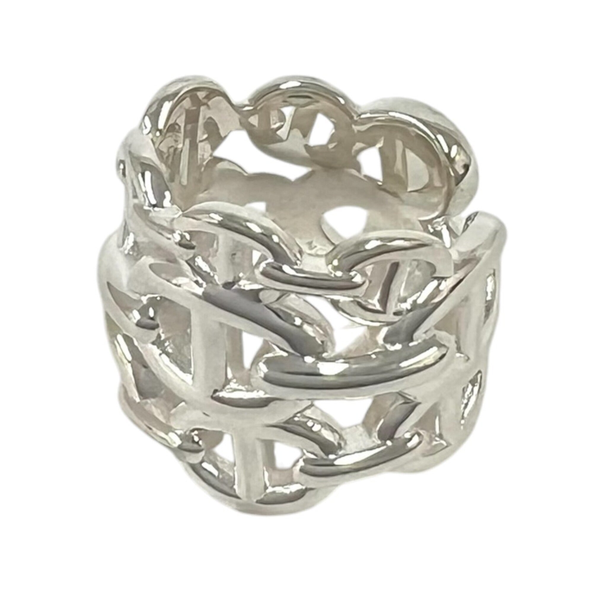 Hermes Silver Silver 925 Band Ring (Pre-Owned)