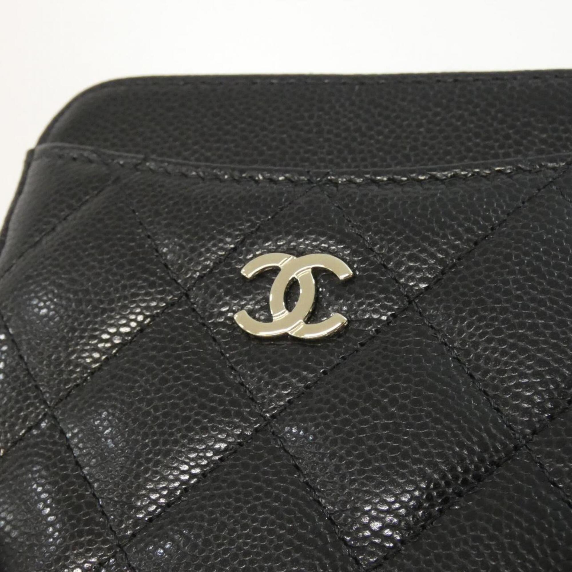 Chanel Black Grained Calfskin Coin Purse/Coin Case (Pre-Owned)