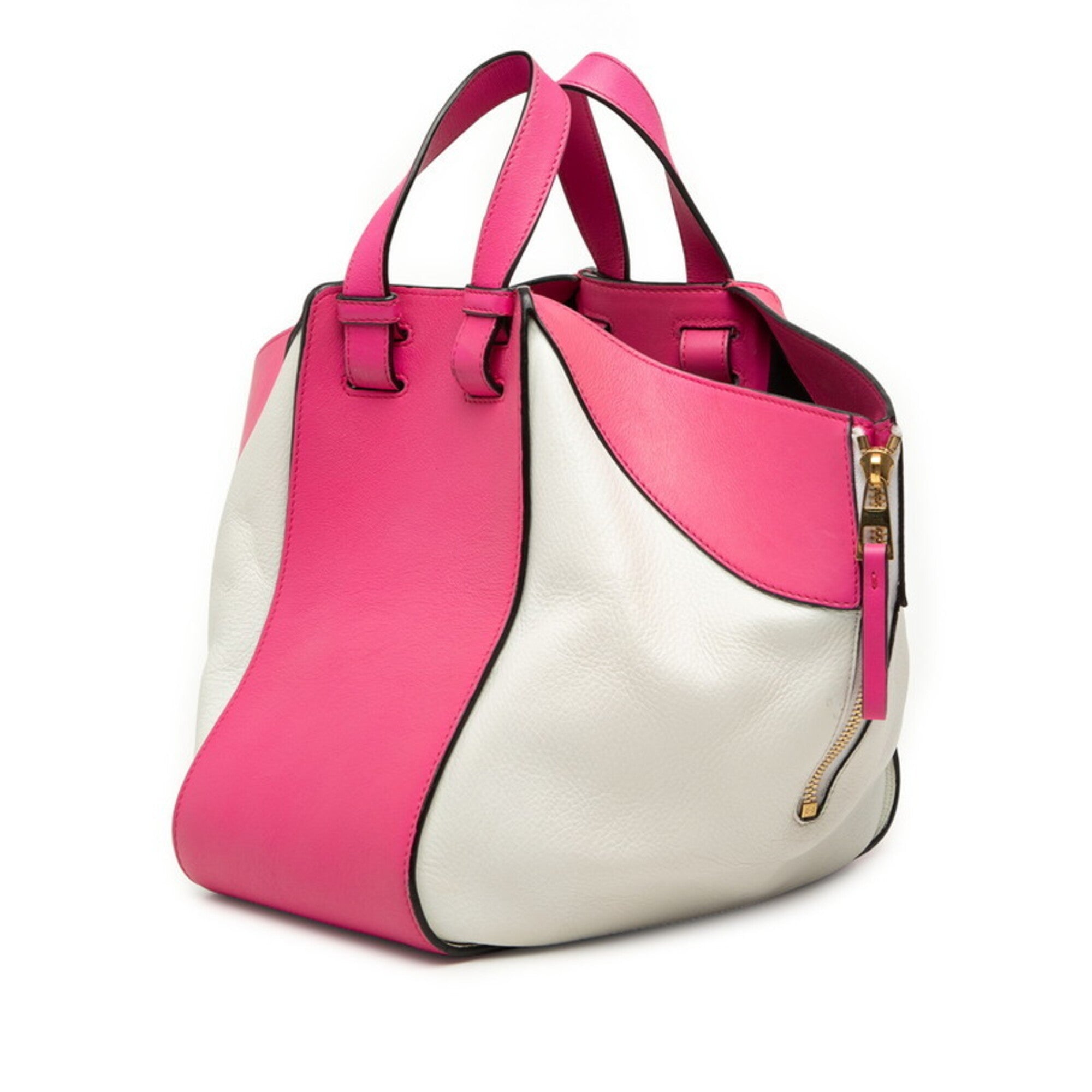 Loewe Pink White Leather Handbag Shoulder Bag (Pre-Owned)