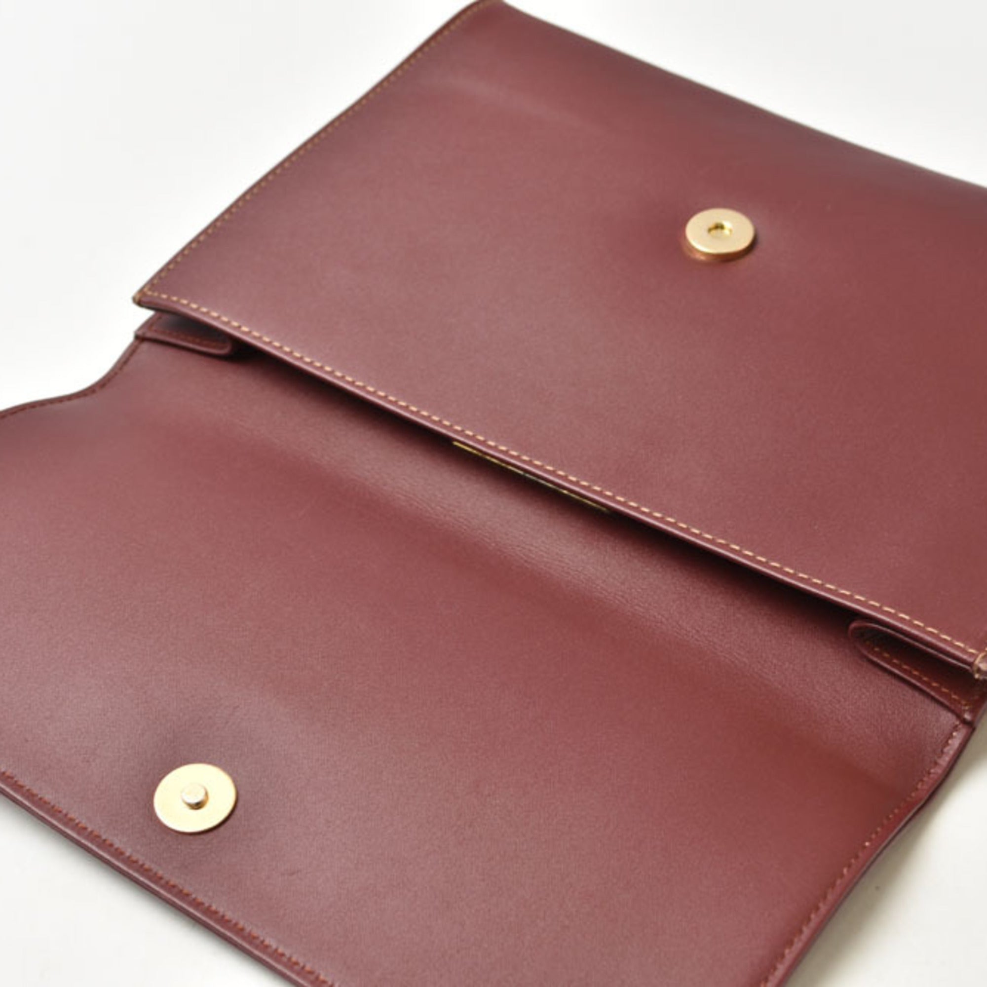 Cartier Bordeaux Leather Clutch Bag (Pre-Owned)