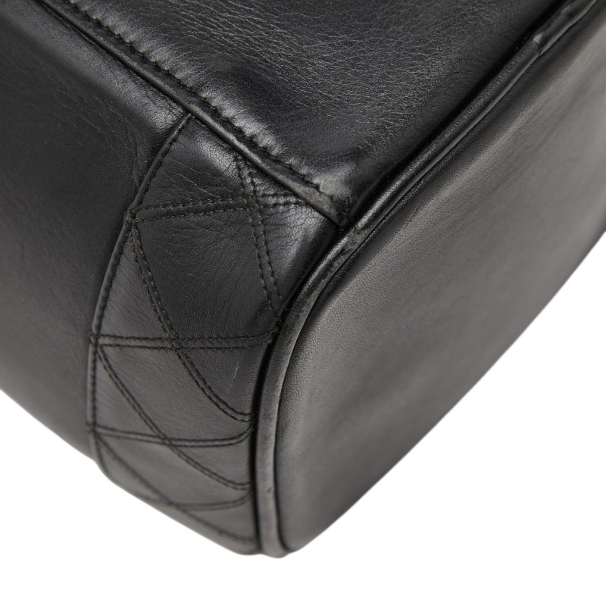 Chanel Black Leather Handbag Vanity Bag (Pre-Owned)