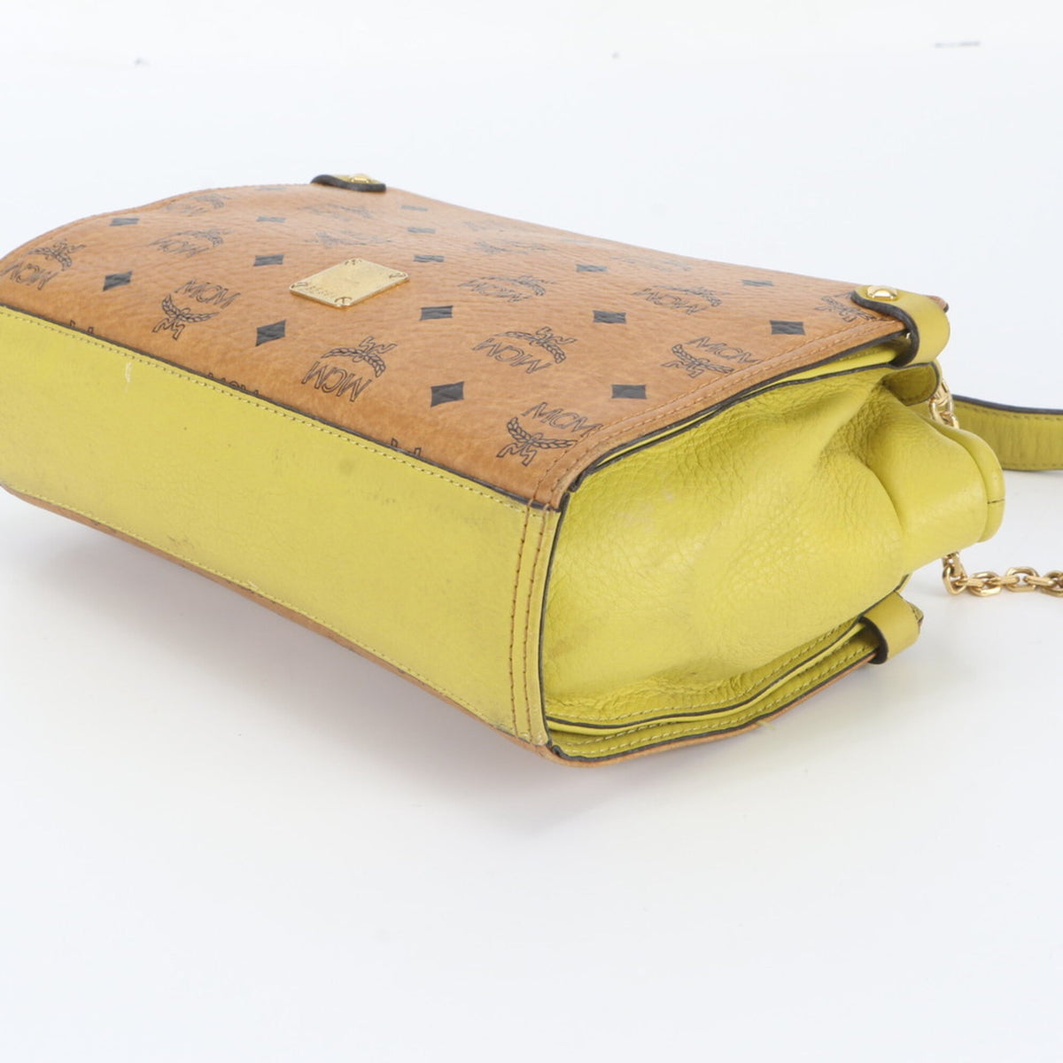 Mcm Brown Green Leather Coated Canvas Crossbody Bag Shoulder Bag (Pre-Owned)