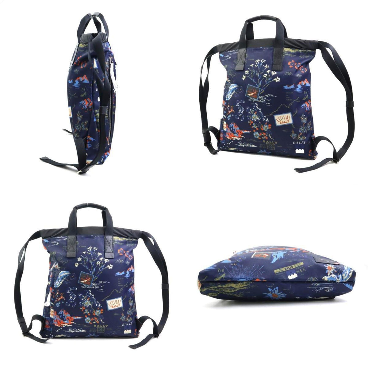 Bally Black Navy Nylon Backpack (Pre-Owned)