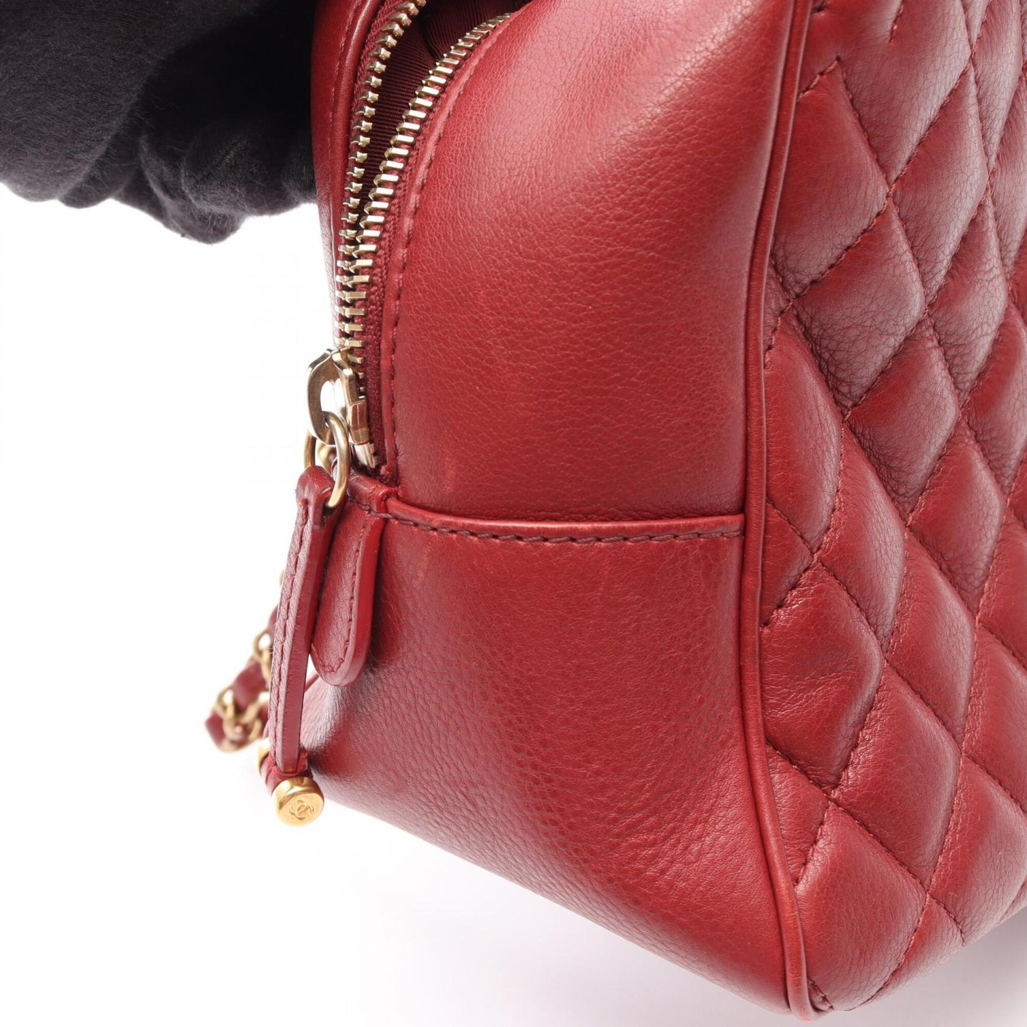 Chanel Red Color Leather Handbag Shoulder Bag (Pre-Owned)