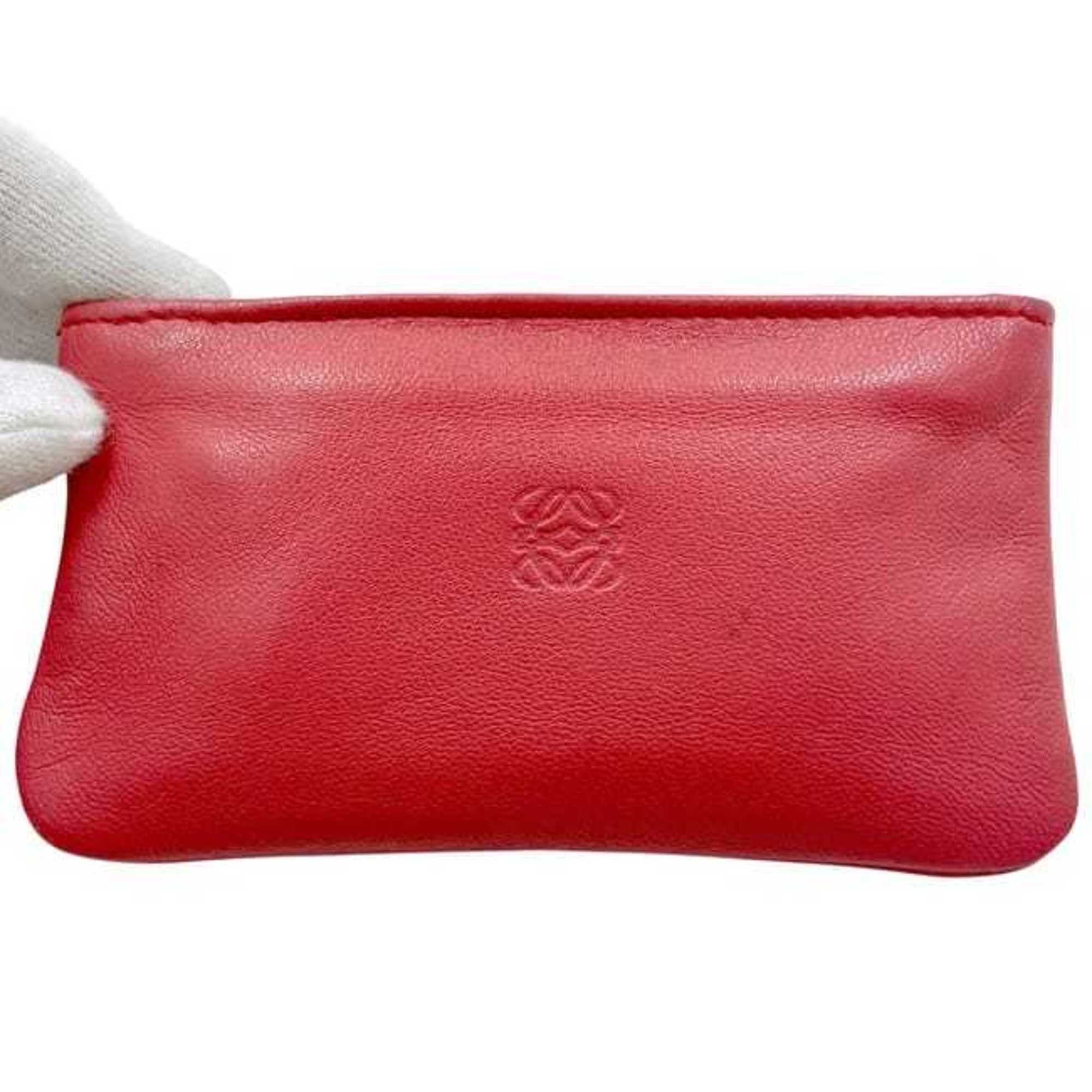 Loewe Red Color Leather Coin Purse/Coin Case (Pre-Owned)
