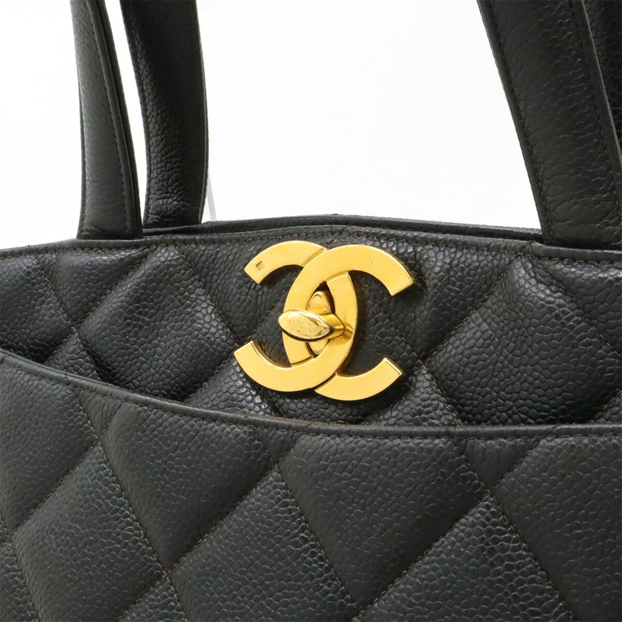Chanel Black Grained Calfskin Handbag Tote Bag (Pre-Owned)