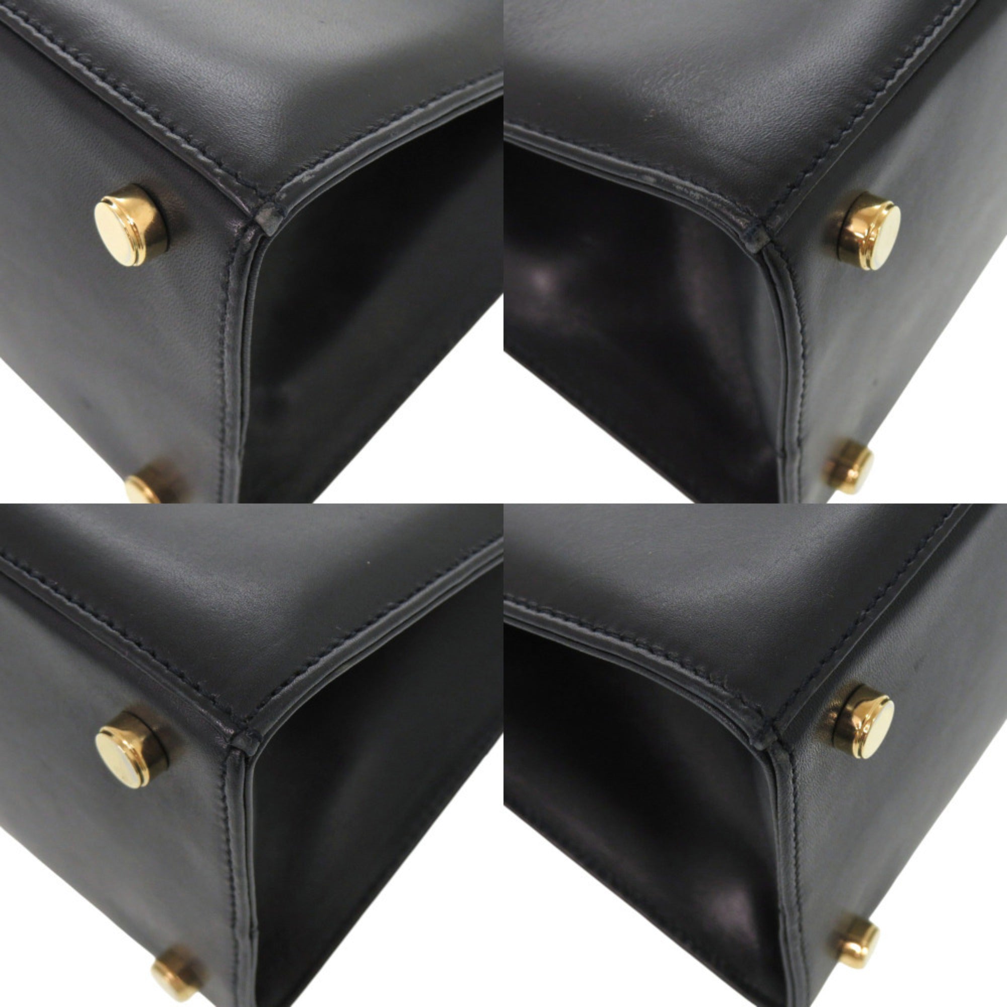 Salvatore Ferragamo Black Navy Leather Handbag Shoulder Bag (Pre-Owned)