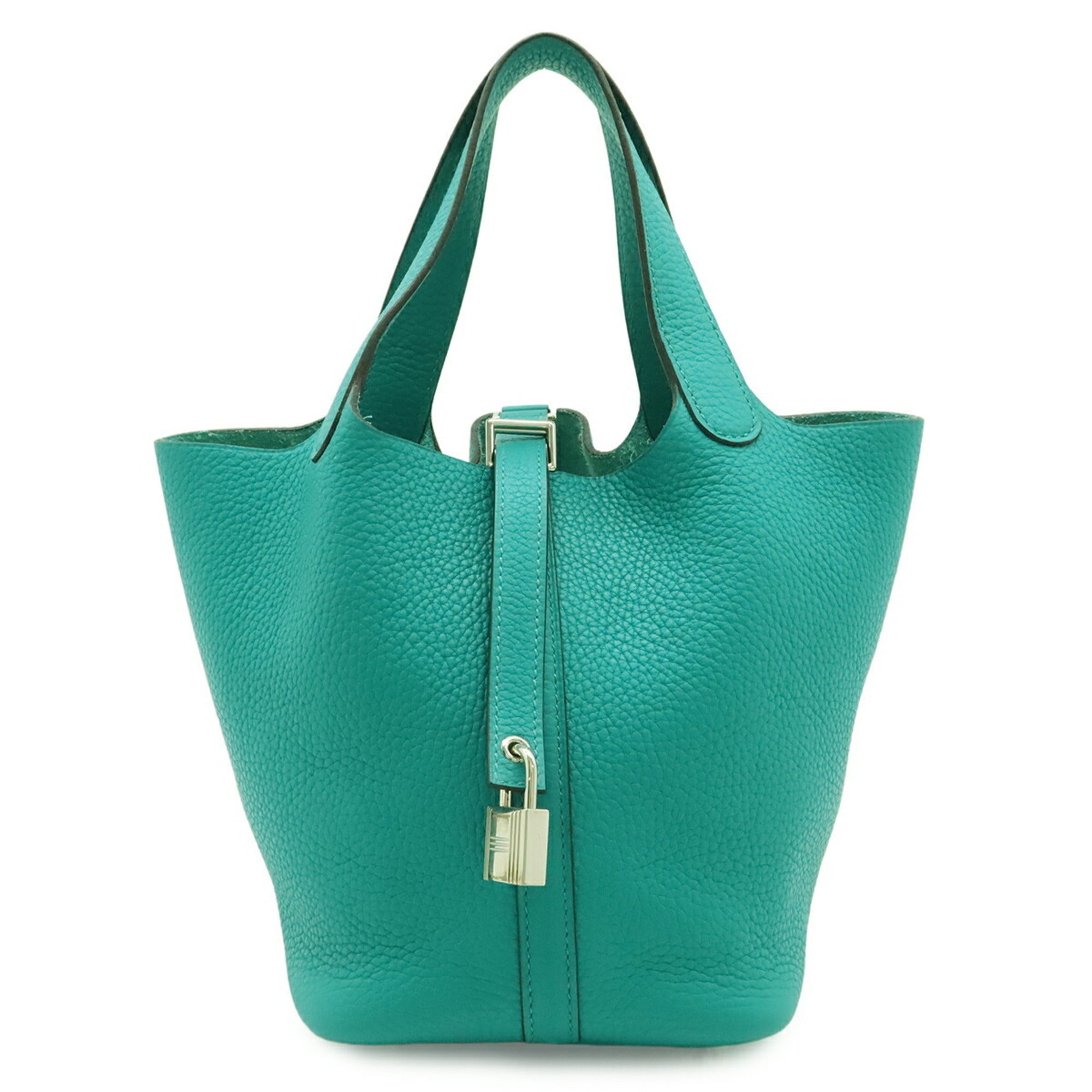 Hermes Blue Paon Taurillon Clemence Leather Handbag Tote Bag (Pre-Owned)