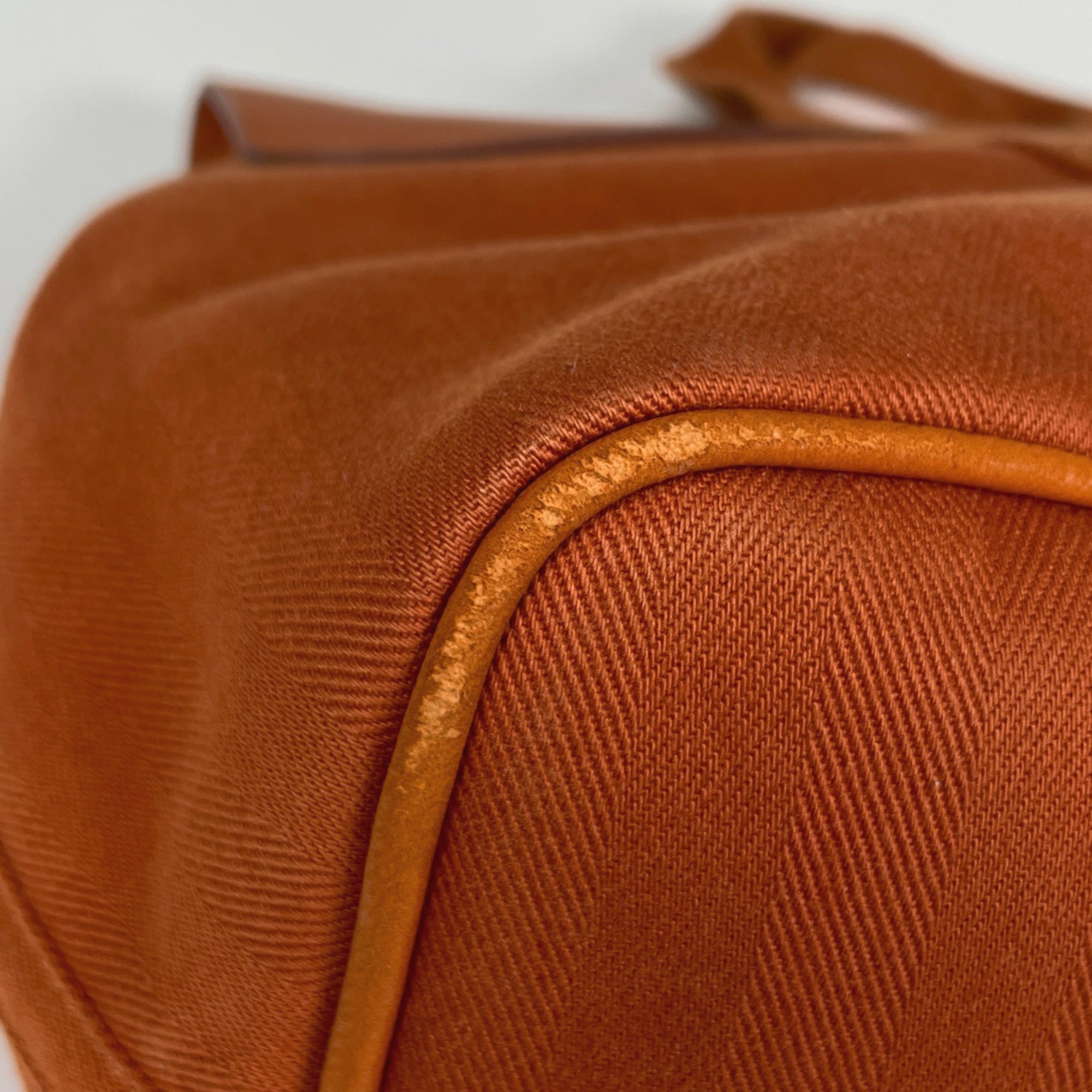 Hermes Potiron Toile Chevron Handbag (Pre-Owned)