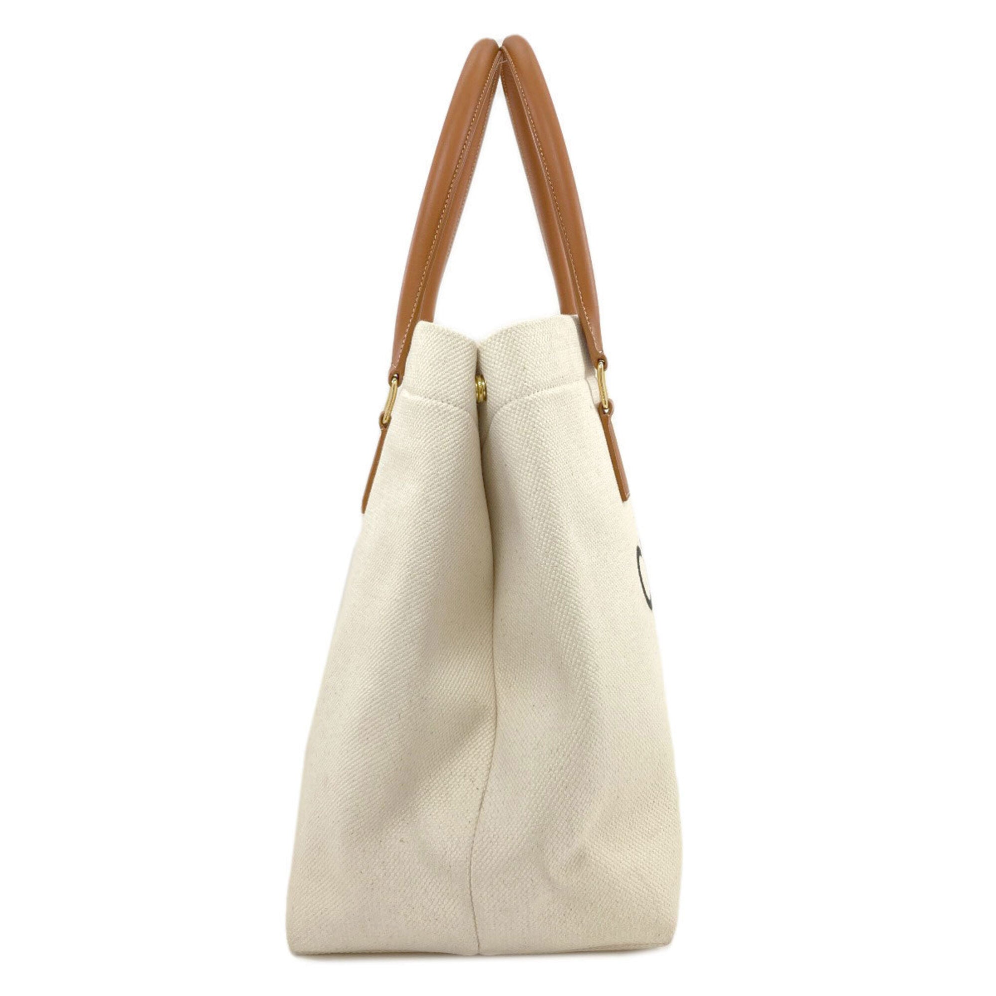 Celine Brown White Canvas Handbag (Pre-Owned)