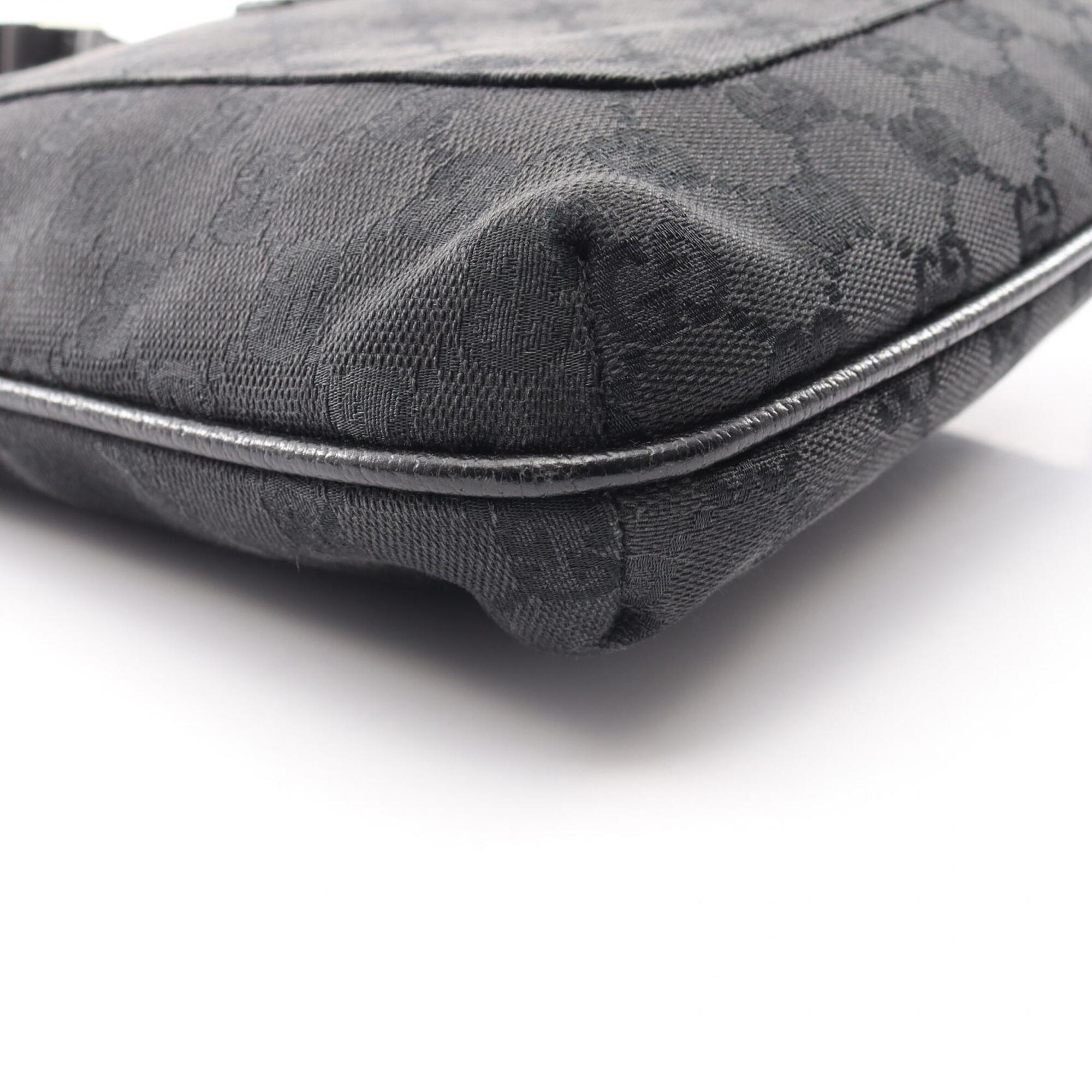 Gucci Black Canvas Leather Handbag Shoulder Bag (Pre-Owned)
