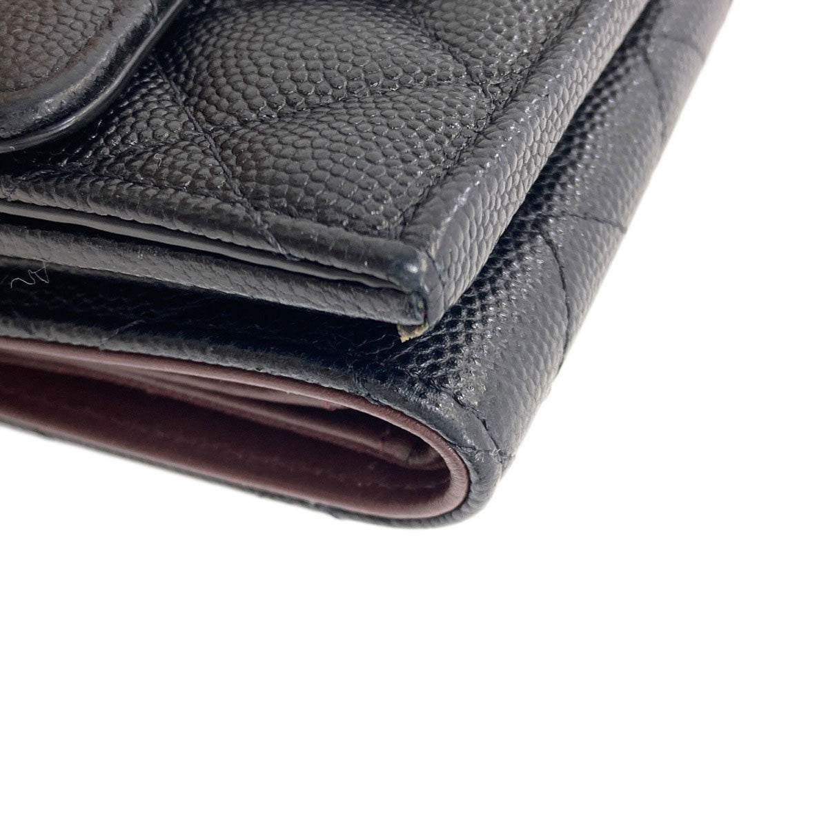 Chanel Matelasse Black Leather Wallet (Tri-Fold) (Pre-Owned)