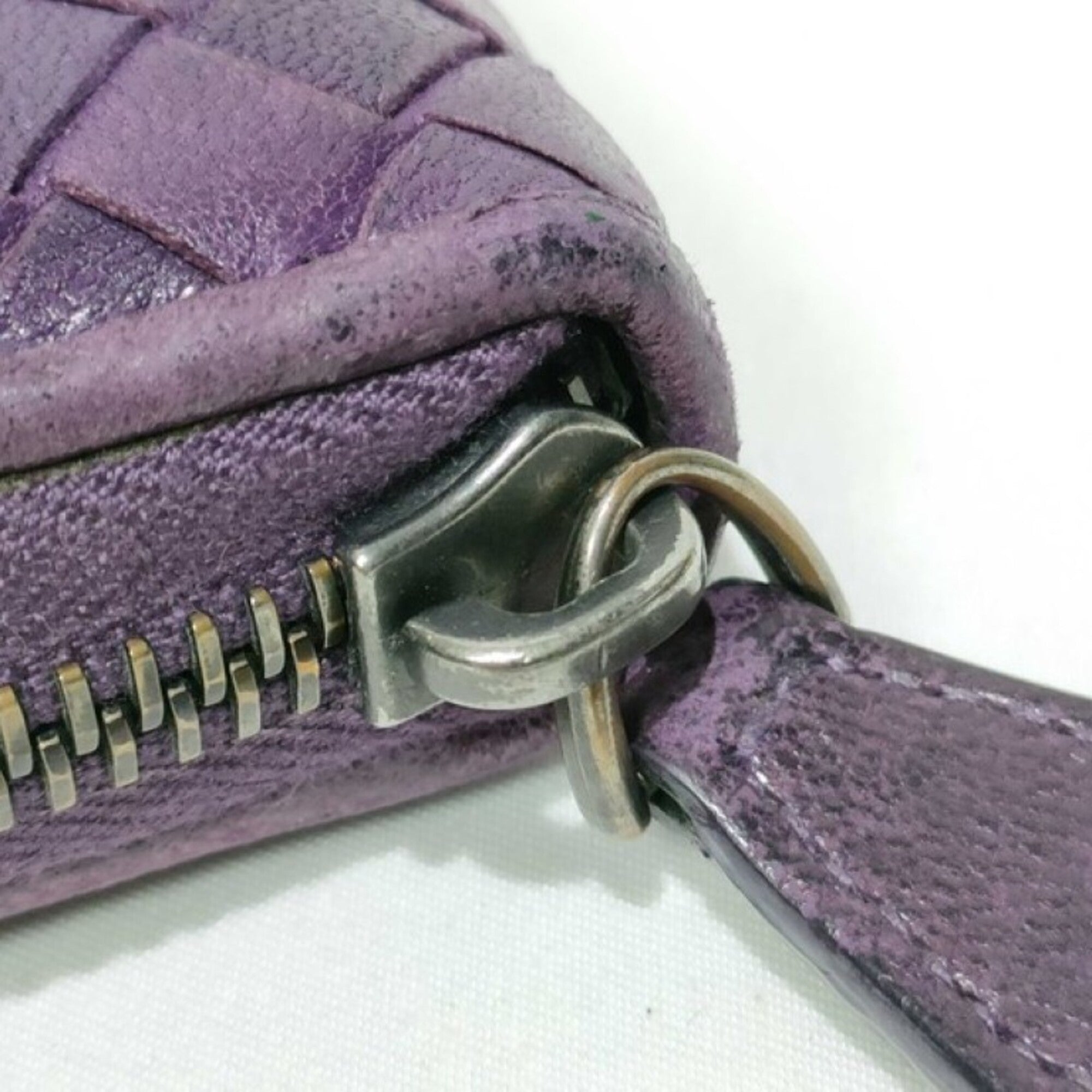 Bottega Veneta Intrecciato Purple Leather Long Wallet (Bi-Fold) (Pre-Owned)