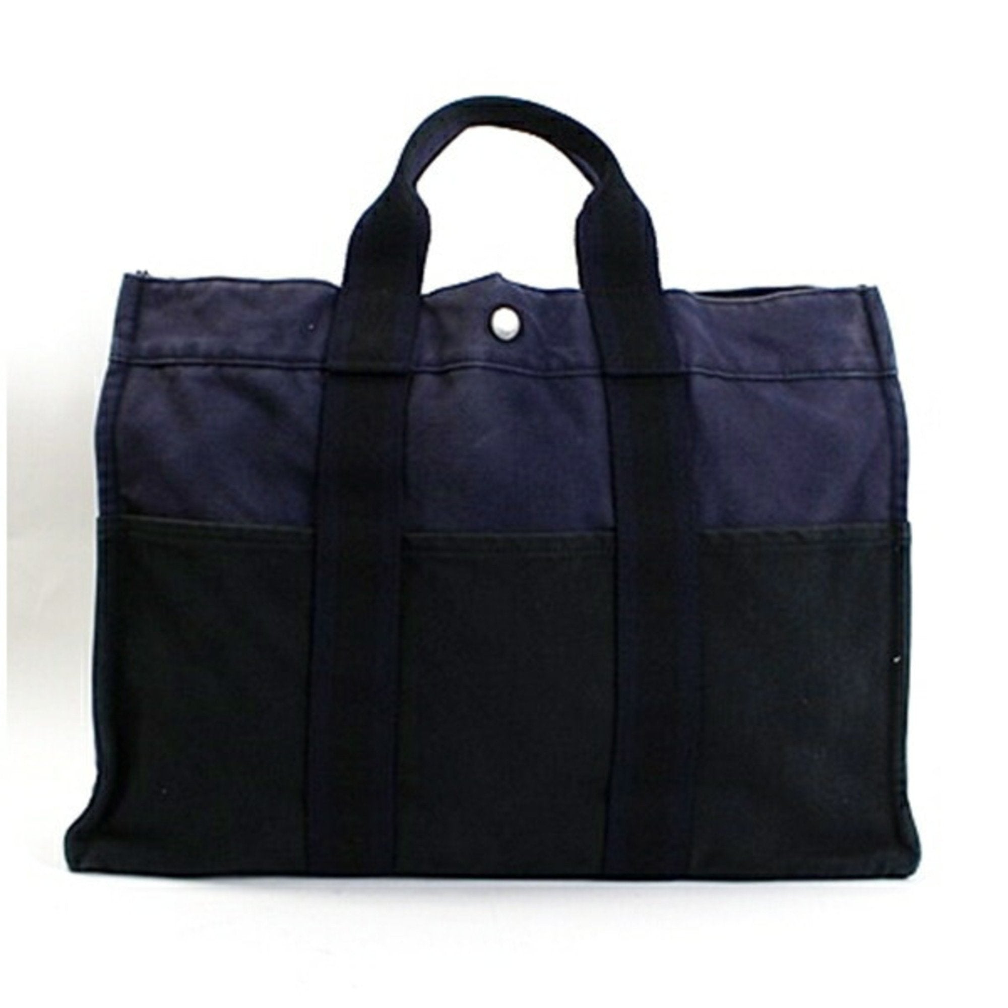 Hermes Black Navy Canvas Tote Bag (Pre-Owned)