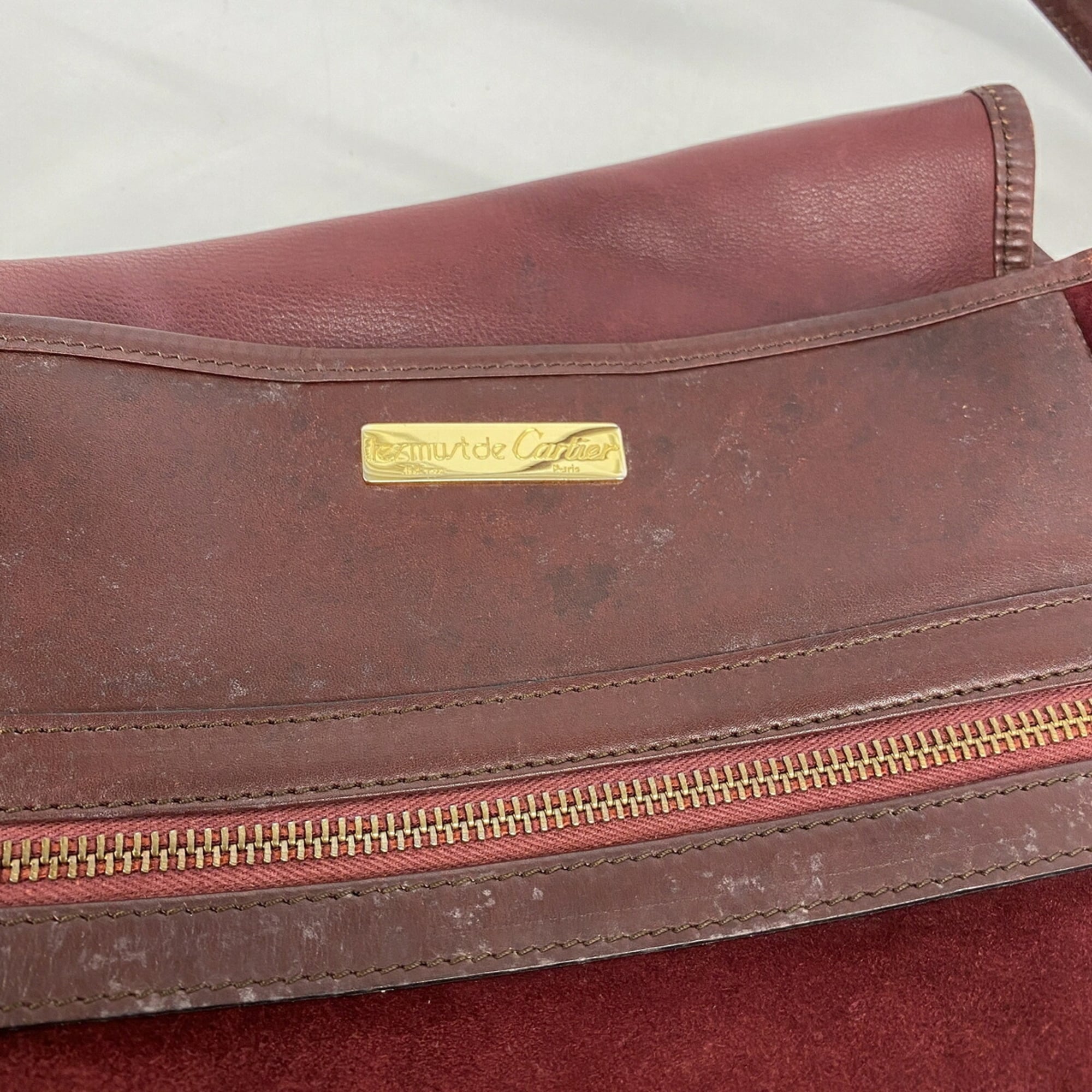 Cartier Bordeaux Suede Shoulder Bag (Pre-Owned)