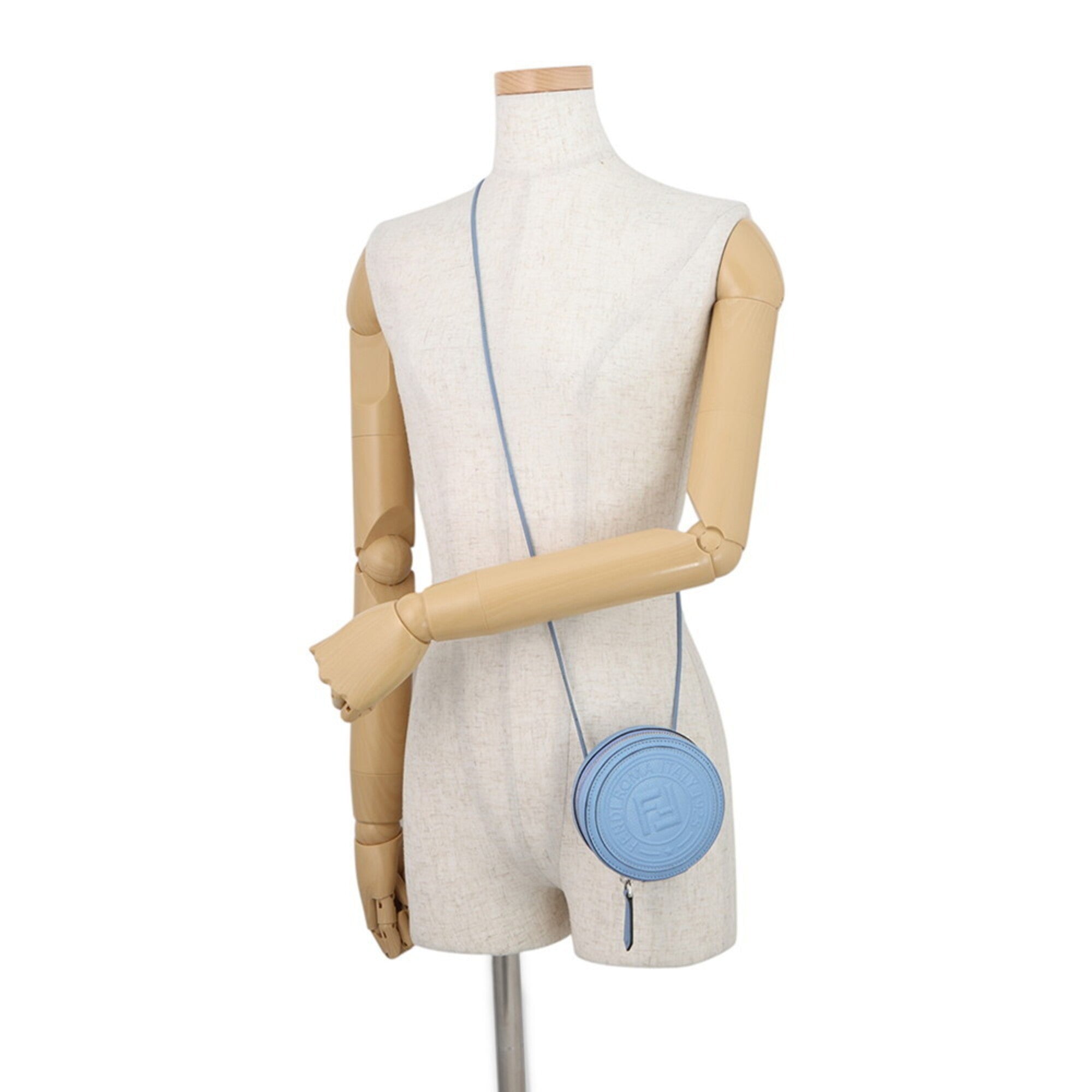 Fendi Light Blue Leather Pouch Shoulder Bag (Pre-Owned)