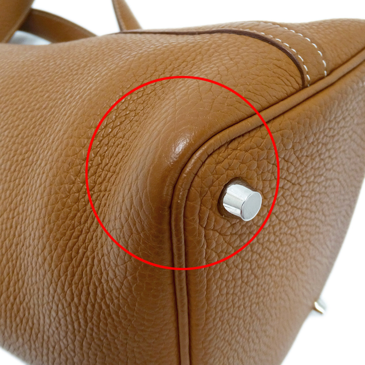 Hermes Brown Taurillon Clemence Leather Handbag Tote Bag (Pre-Owned)