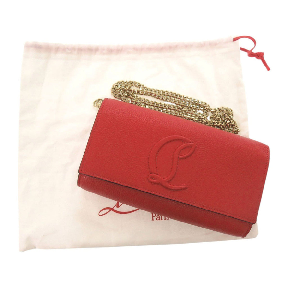 Christian Louboutin Red Color Leather Shoulder Bag (Pre-Owned)