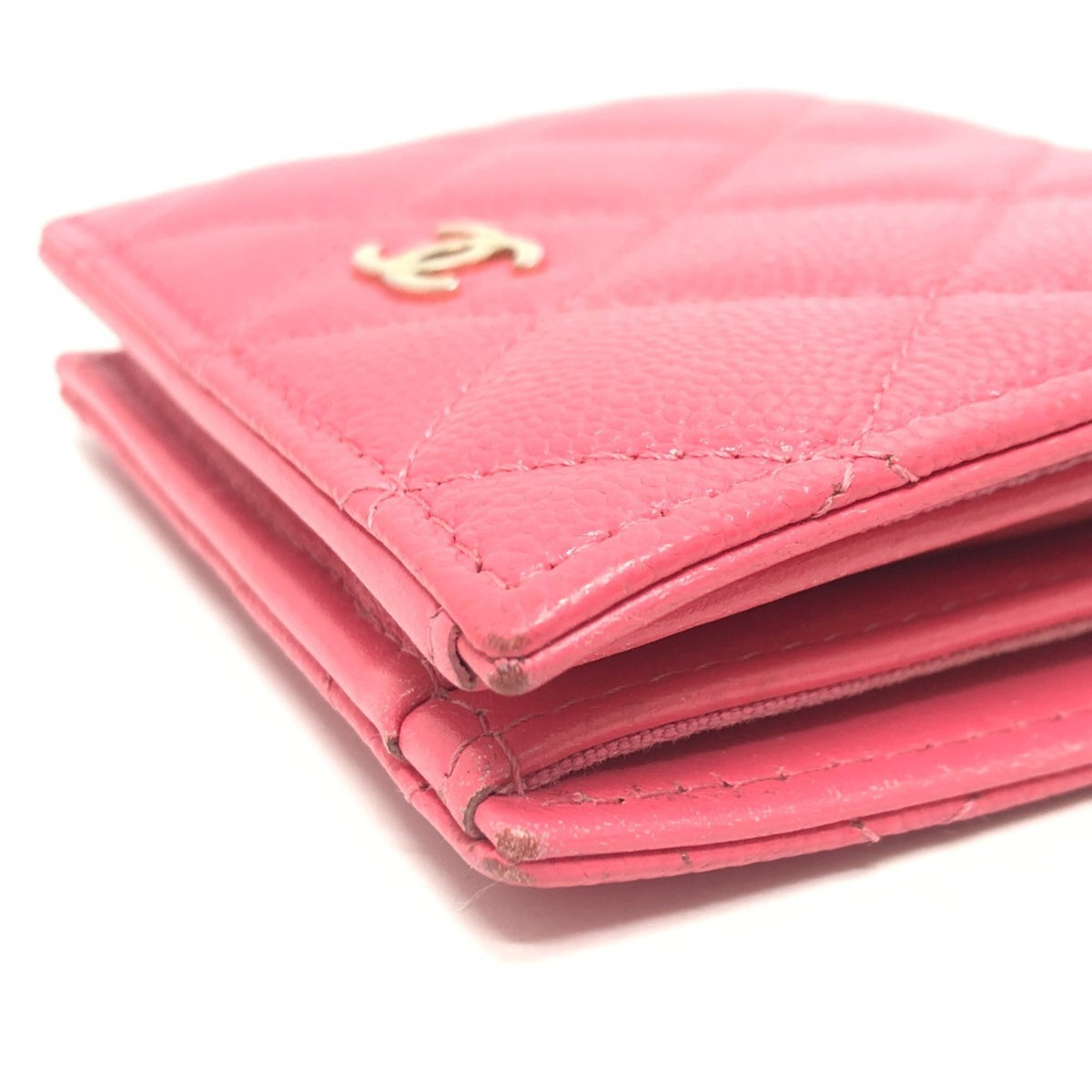 Chanel Pink Grained Calfskin Wallet (Bi-Fold) (Pre-Owned)