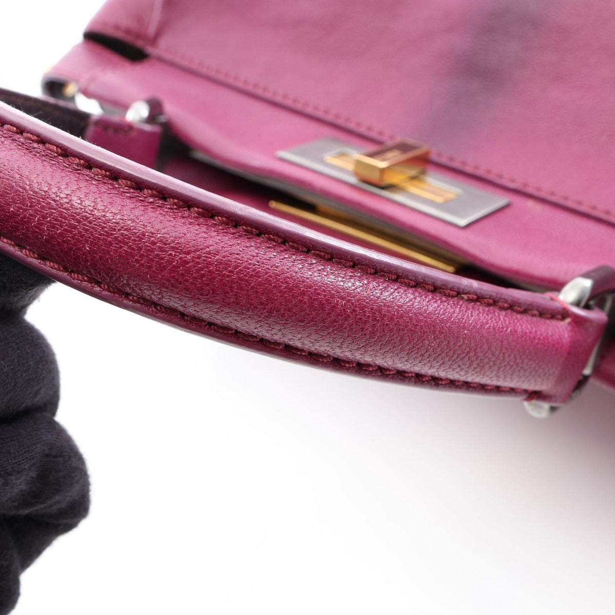 Fendi Peekaboo Purple Leather Handbag (Pre-Owned)