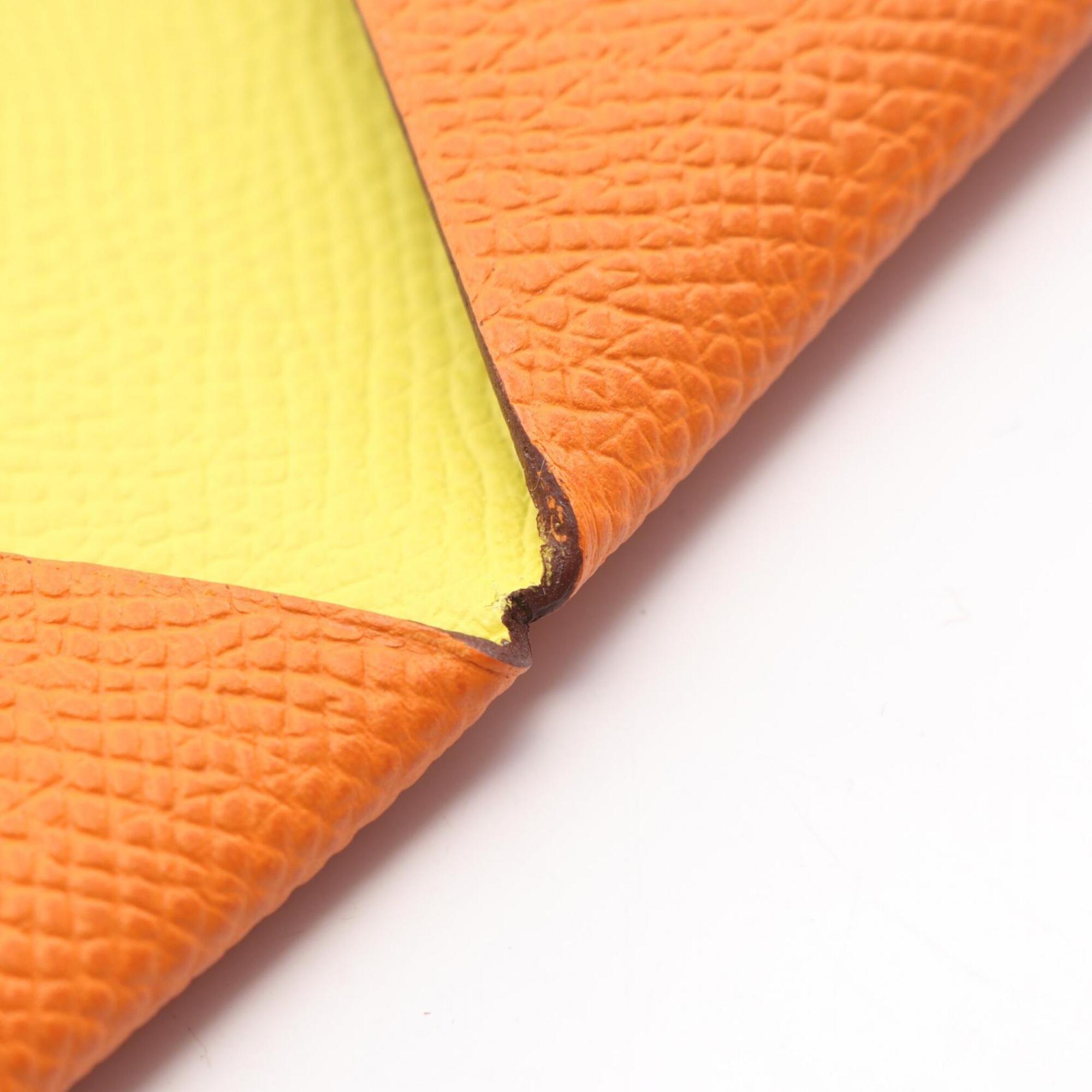 Hermes Lime Orange Epsom Leather Coin Purse/Coin Case (Pre-Owned)