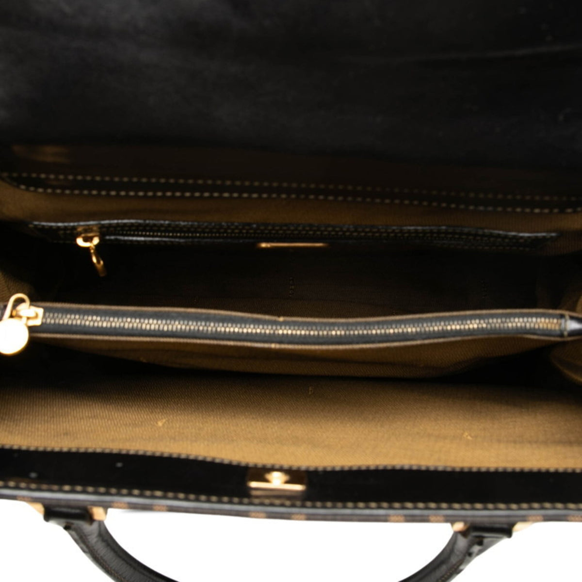 Fendi Black Brown Canvas Leather Tote Bag (Pre-Owned)
