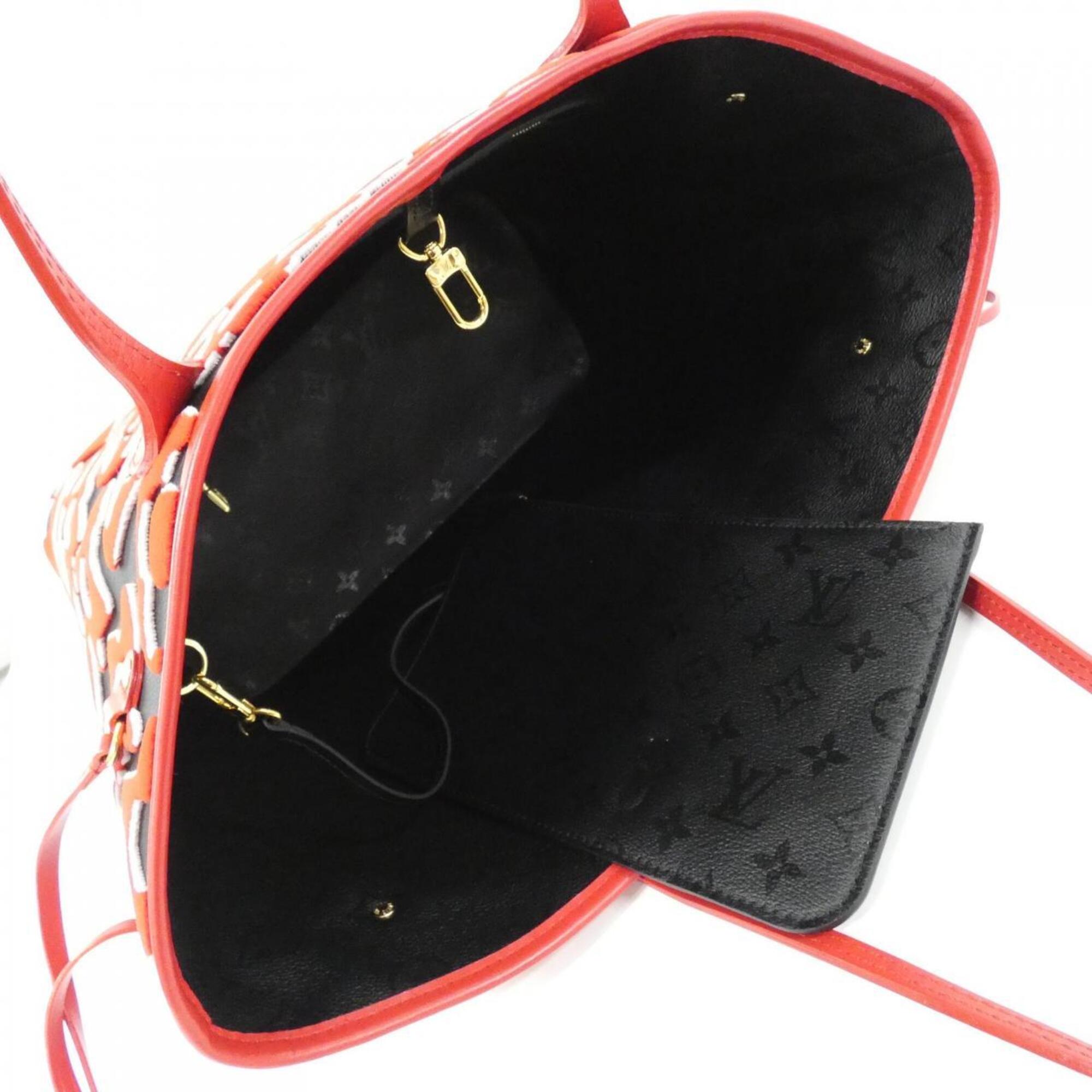 Louis Vuitton Black Red Color Coated Canvas Handbag (Pre-Owned)