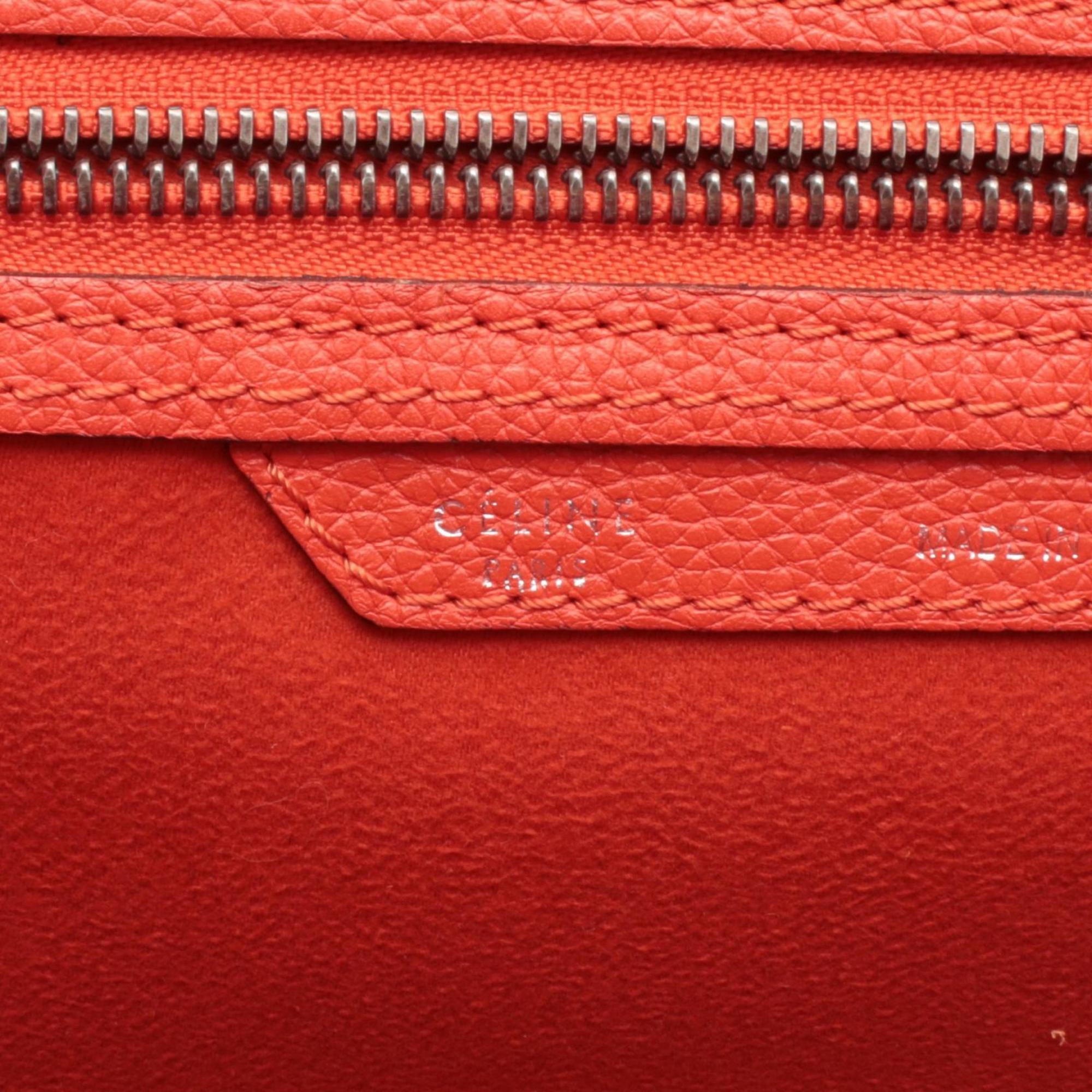 Celine Red Color Leather Handbag Tote Bag (Pre-Owned)