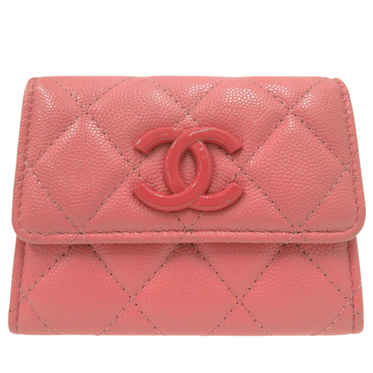 Chanel Pink Leather Coin Purse/Coin Case (Pre-Owned)