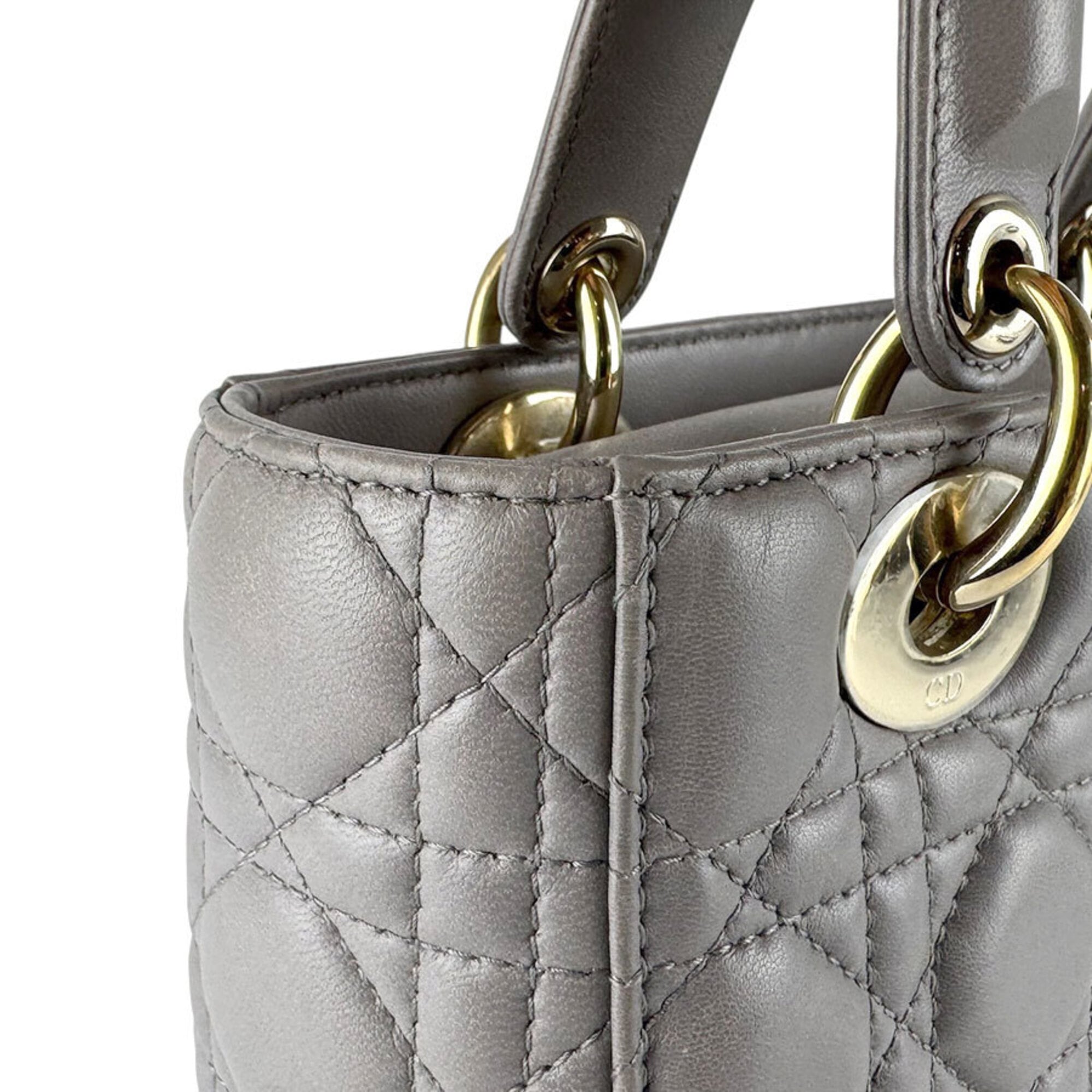 Christian Dior Gray Leather Handbag Shoulder Bag (Pre-Owned)