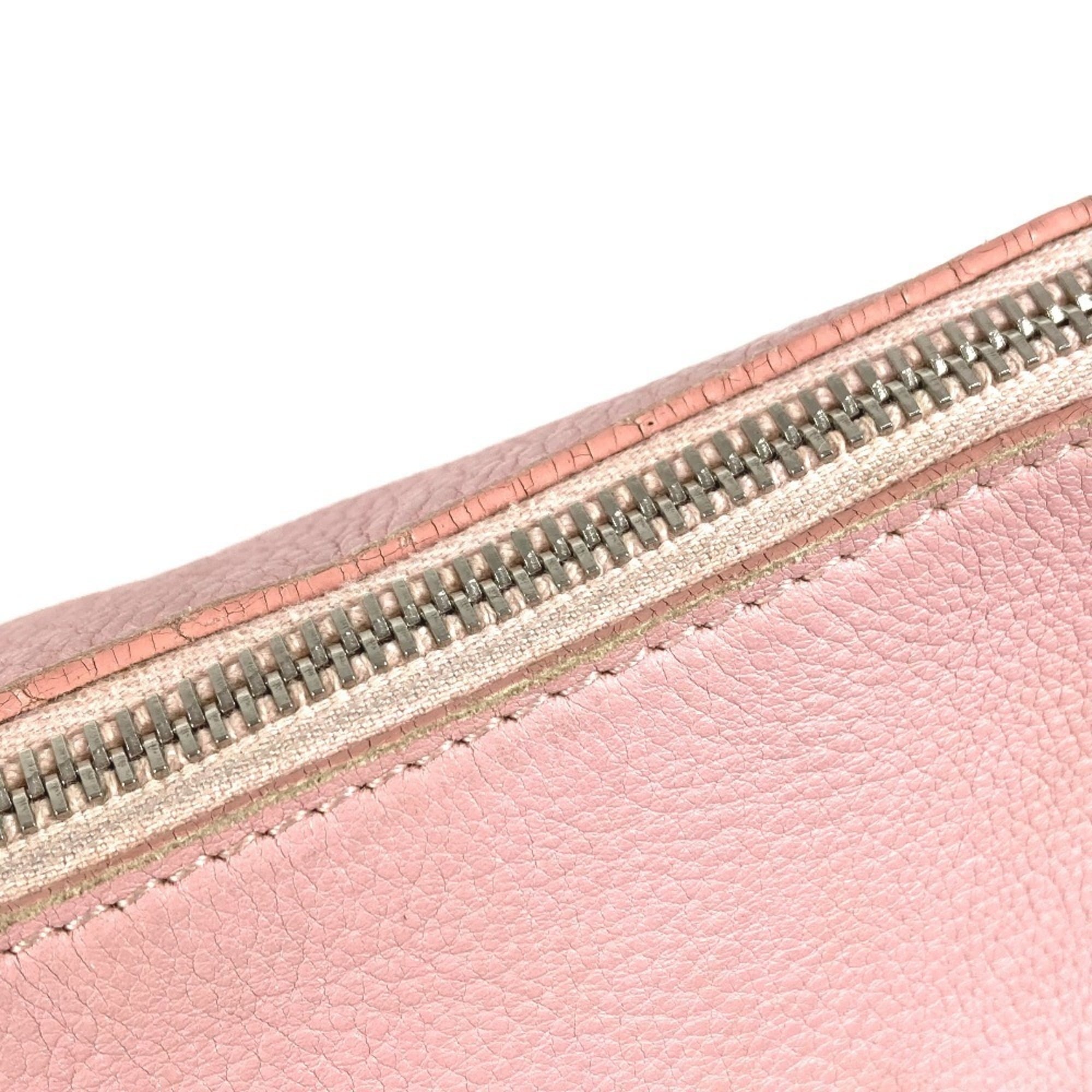 Christian Dior Trotter Beige Pink Leather Canvas Shoulder Bag (Pre-Owned)