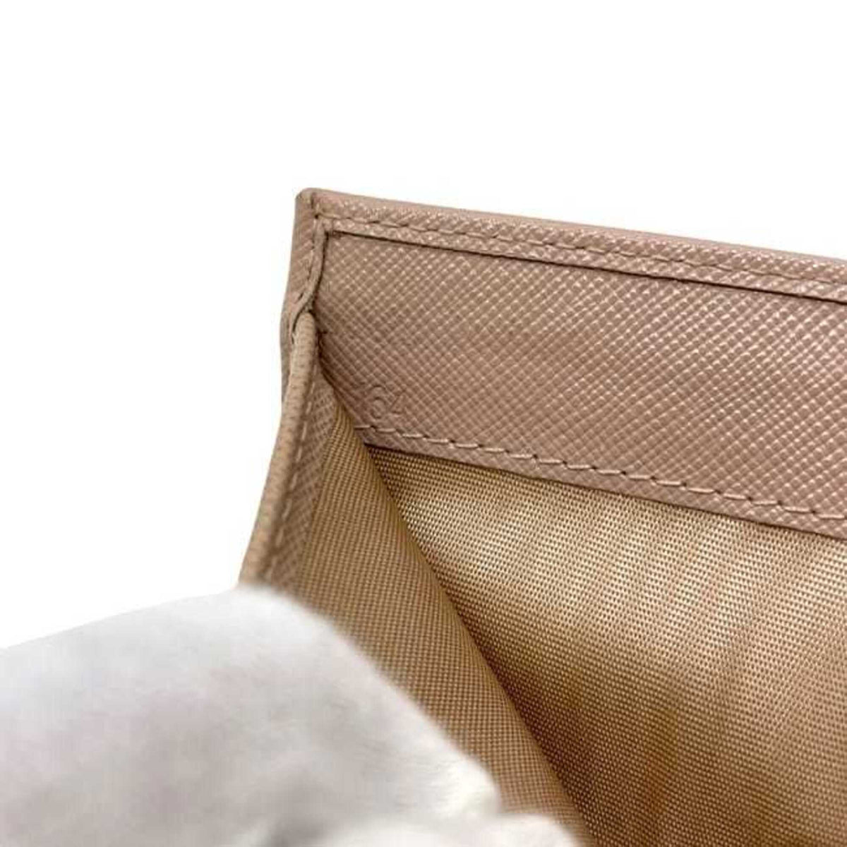 Prada Beige Saffiano Triangle Wallet (Tri-Fold) (Pre-Owned)
