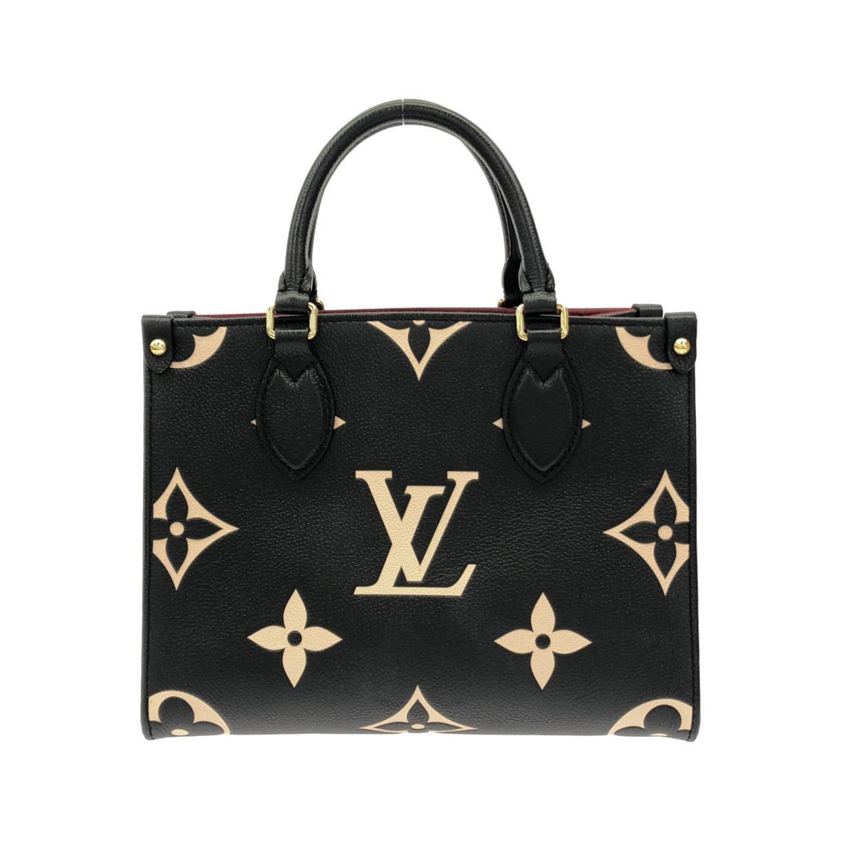 Louis Vuitton Beige Black Leather Handbag (Pre-Owned)