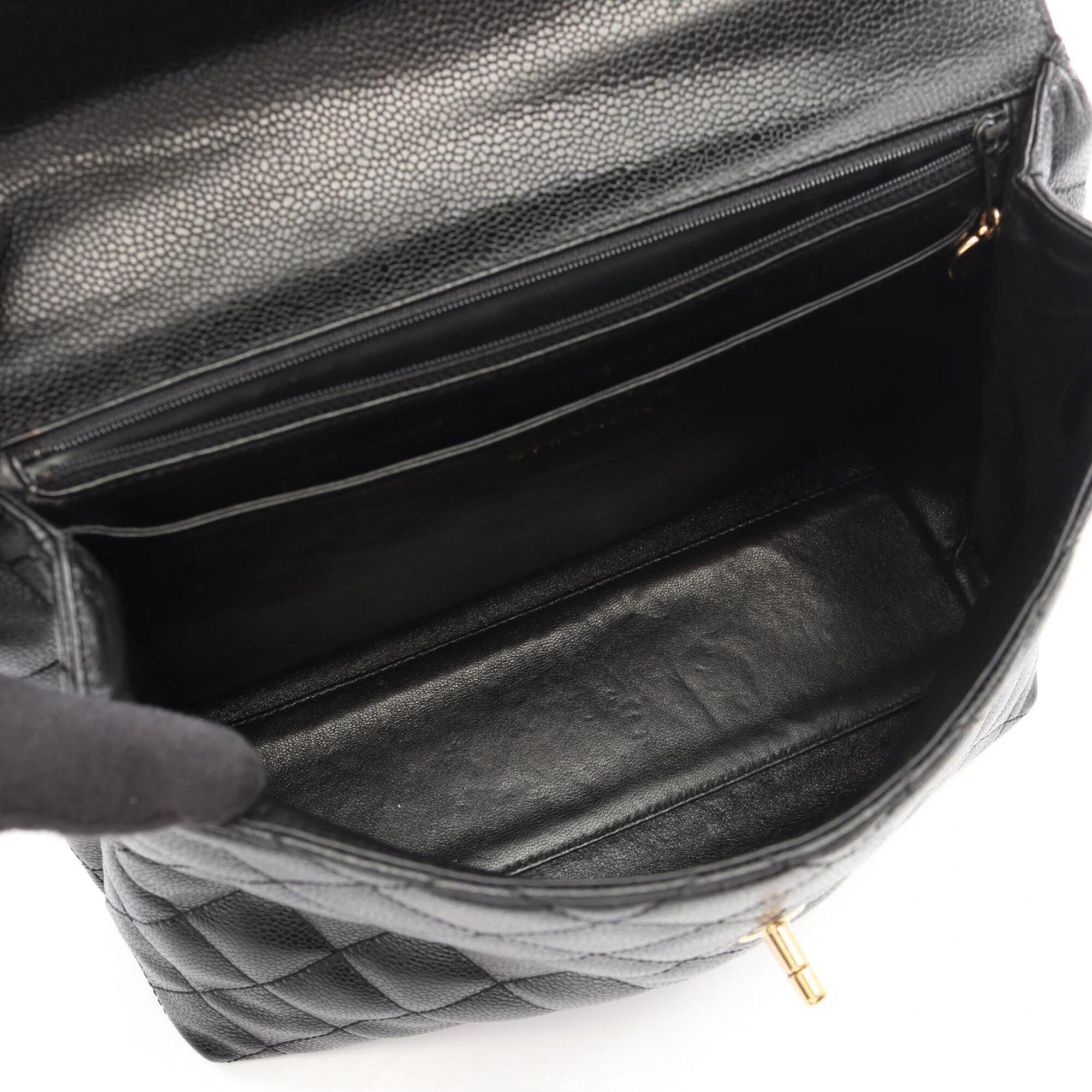 Chanel Black Grained Calfskin Handbag (Pre-Owned)