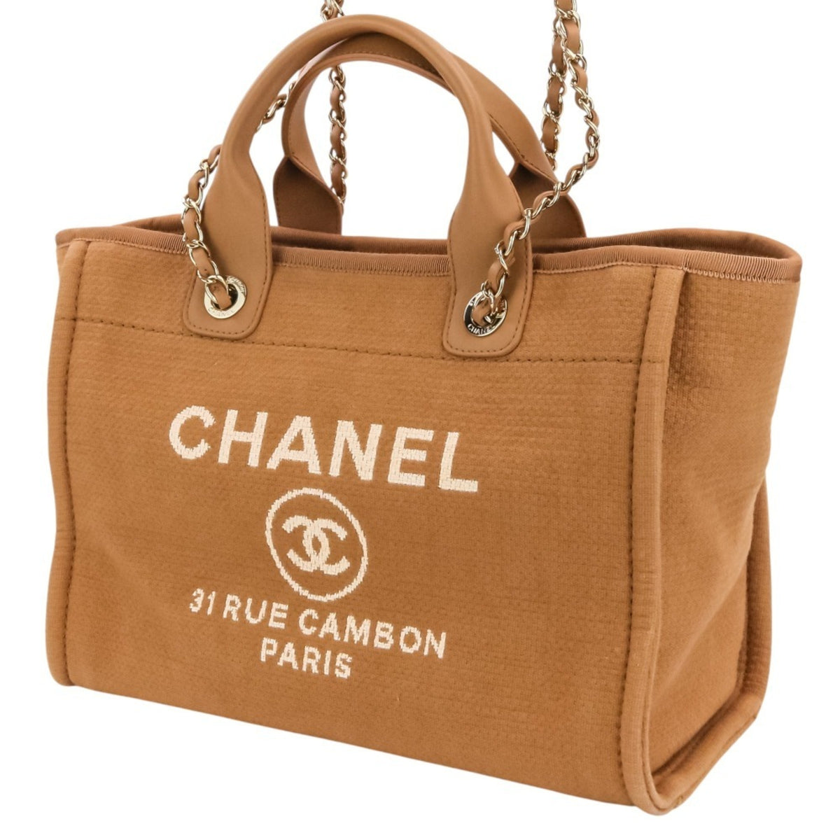 Chanel Pink Beige Fabric Handbag Pouch Shoulder Bag Tote Bag (Pre-Owned)