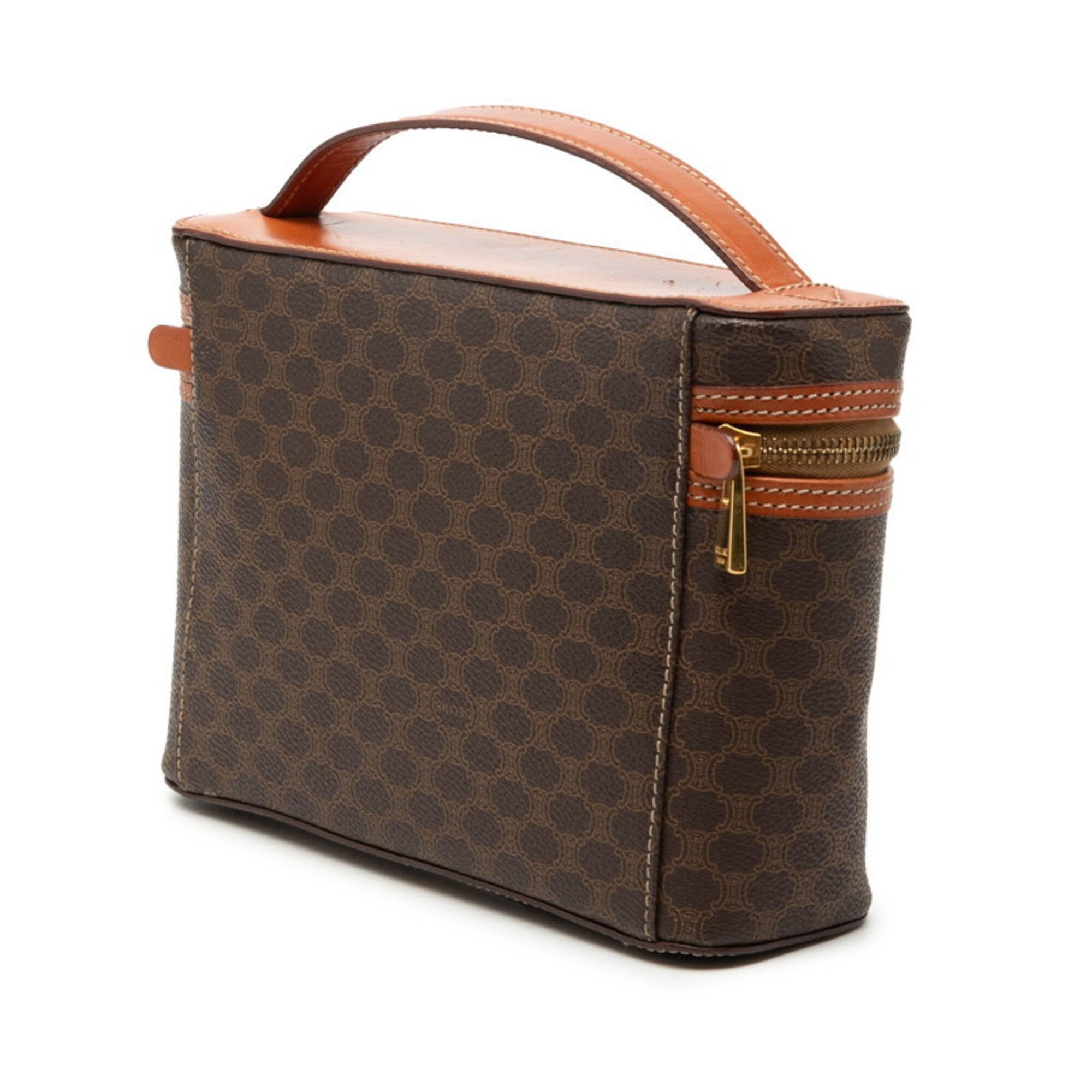 Celine Macadam Brown Pvc Leather Handbag Vanity Bag (Pre-Owned)