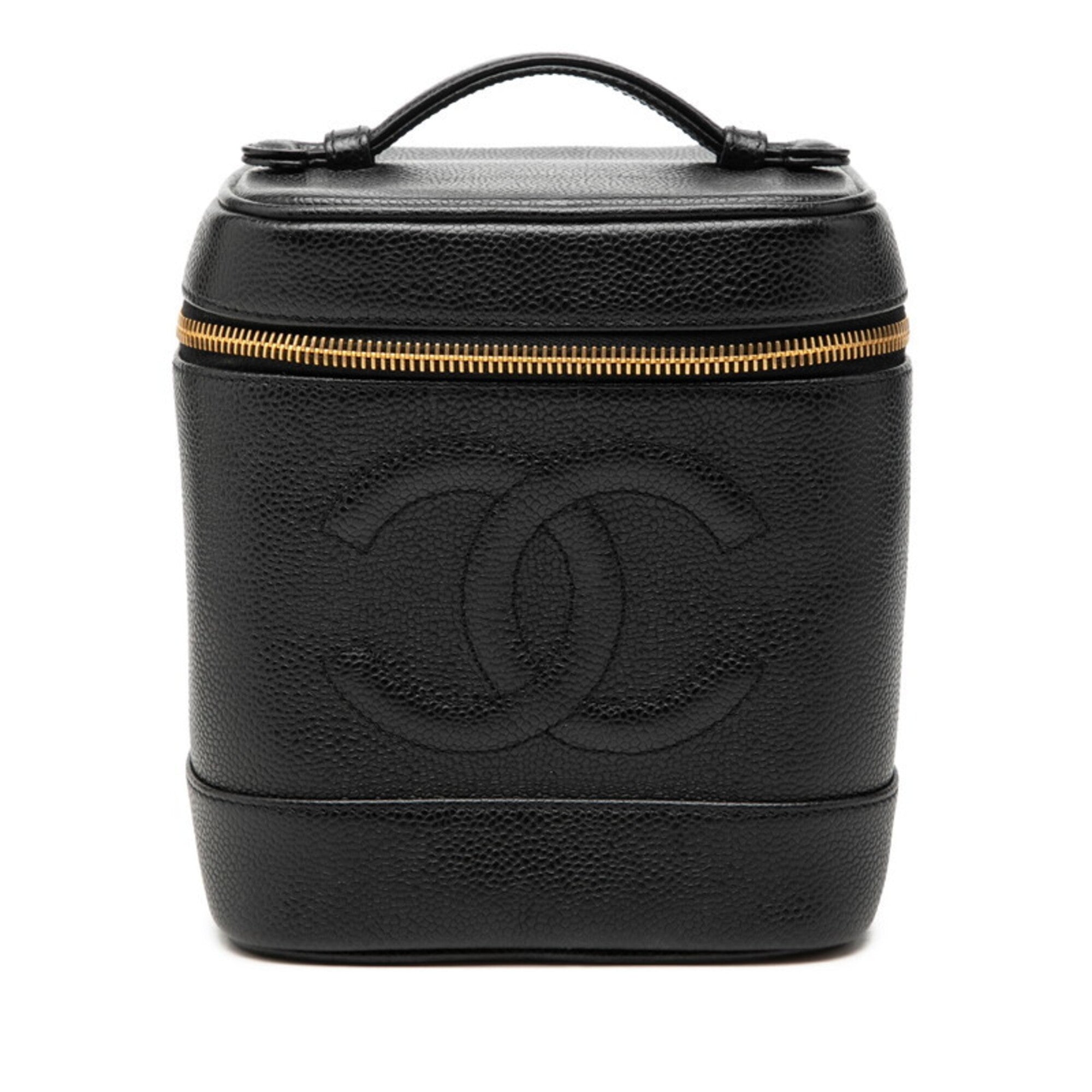 Chanel Black Grained Calfskin Handbag Vanity Bag (Pre-Owned)
