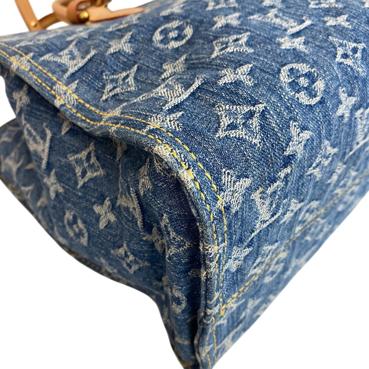 Louis Vuitton Blue Monogram Denim Leather Shoulder Bag Tote Bag (Pre-Owned)