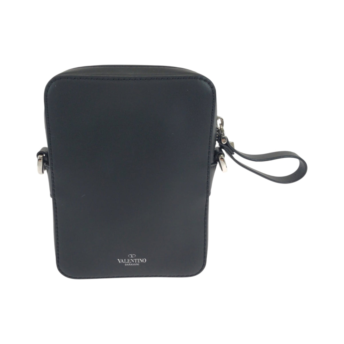 Valentino Black White Leather Pochette Shoulder Bag (Pre-Owned)