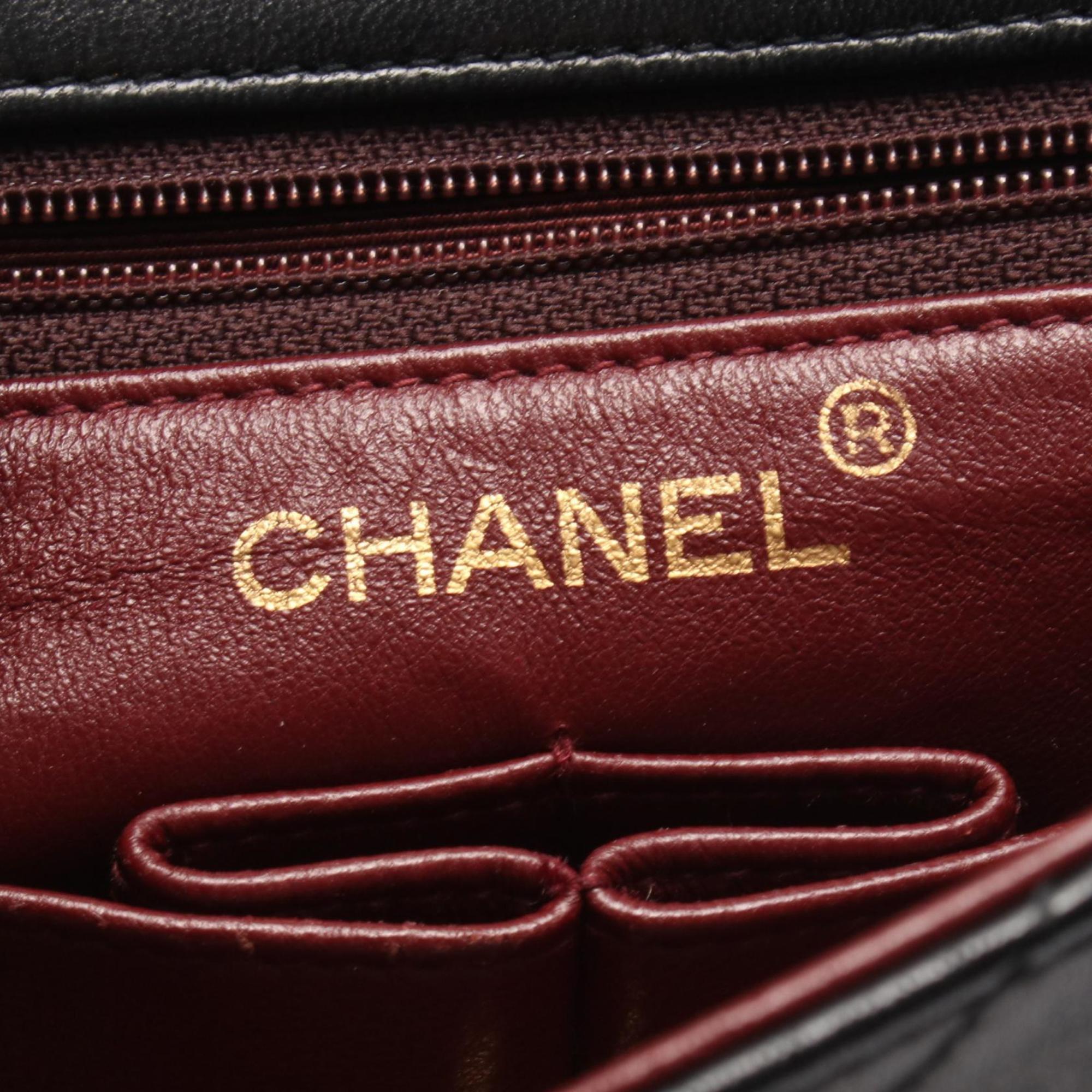 Chanel Black Leather Handbag Shoulder Bag (Pre-Owned)