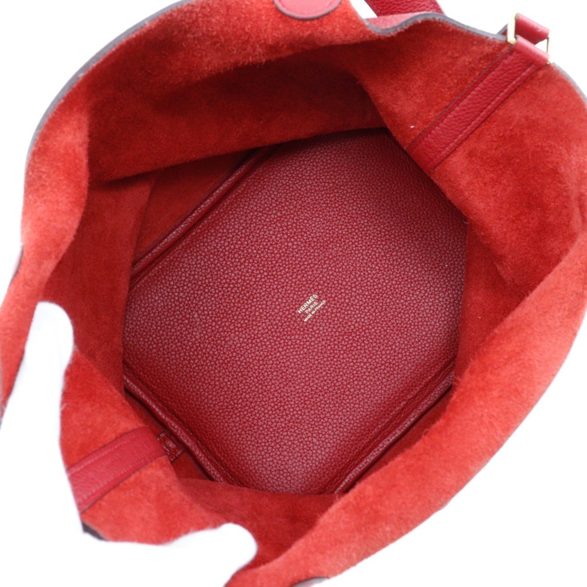 Hermes Picotin Red Color Taurillon Clemence Leather Handbag (Pre-Owned)